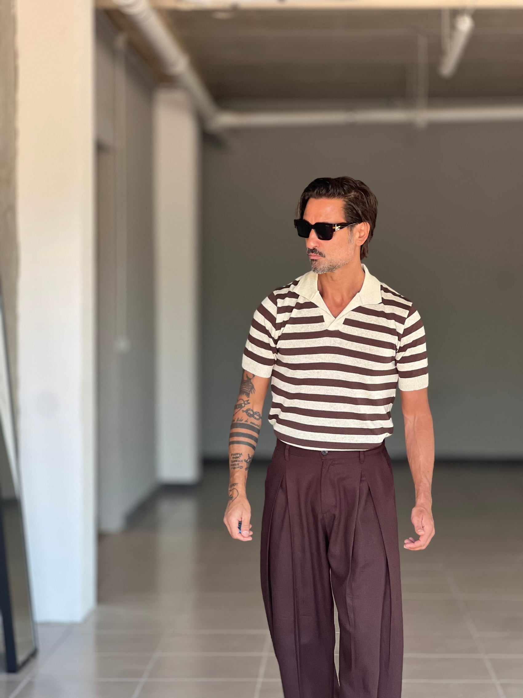 POLO  RIGA MORO E BEIGE 0077