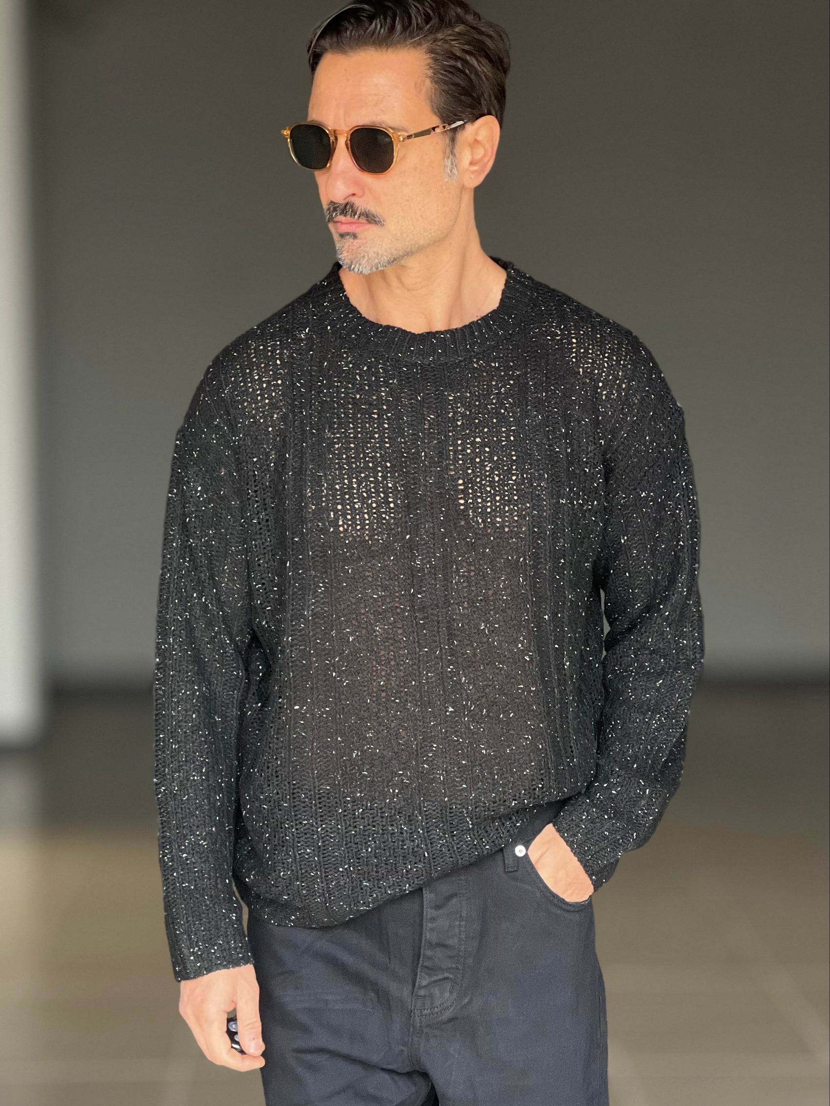 MAGLIA  NERA MELANGE  VISCOSA E MISTI