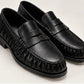 DOUBLE BUCKLE BLACK SUEDE LOAFERS
