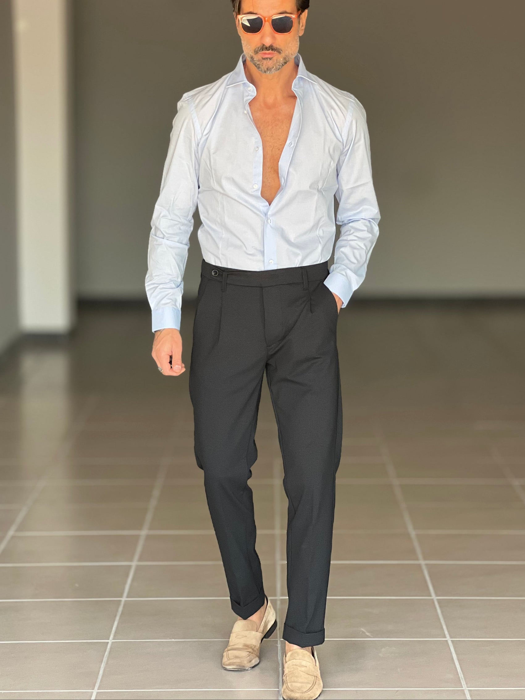 PANTALONE  PINCES  NERO   VISCOSA G PLAY CHICCO DI RISO