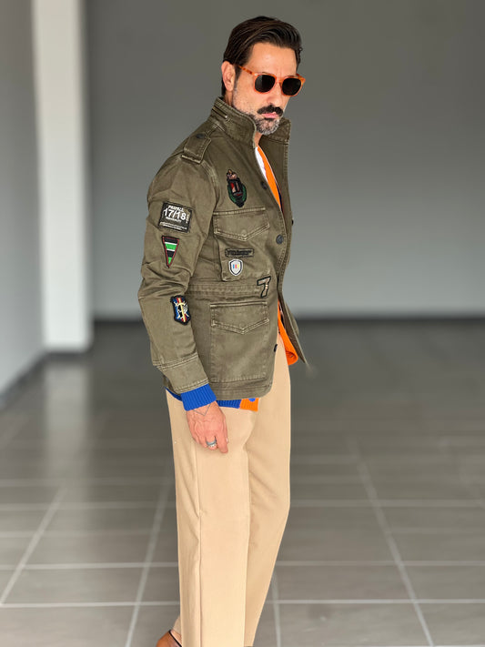 FILL JACKET VERDE PATCH IMBOTTITA  TASCHE