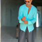 CAMICIA COREANA VERDE ACQUA GOFFRATA COTONE  EFFETTO LINO 278