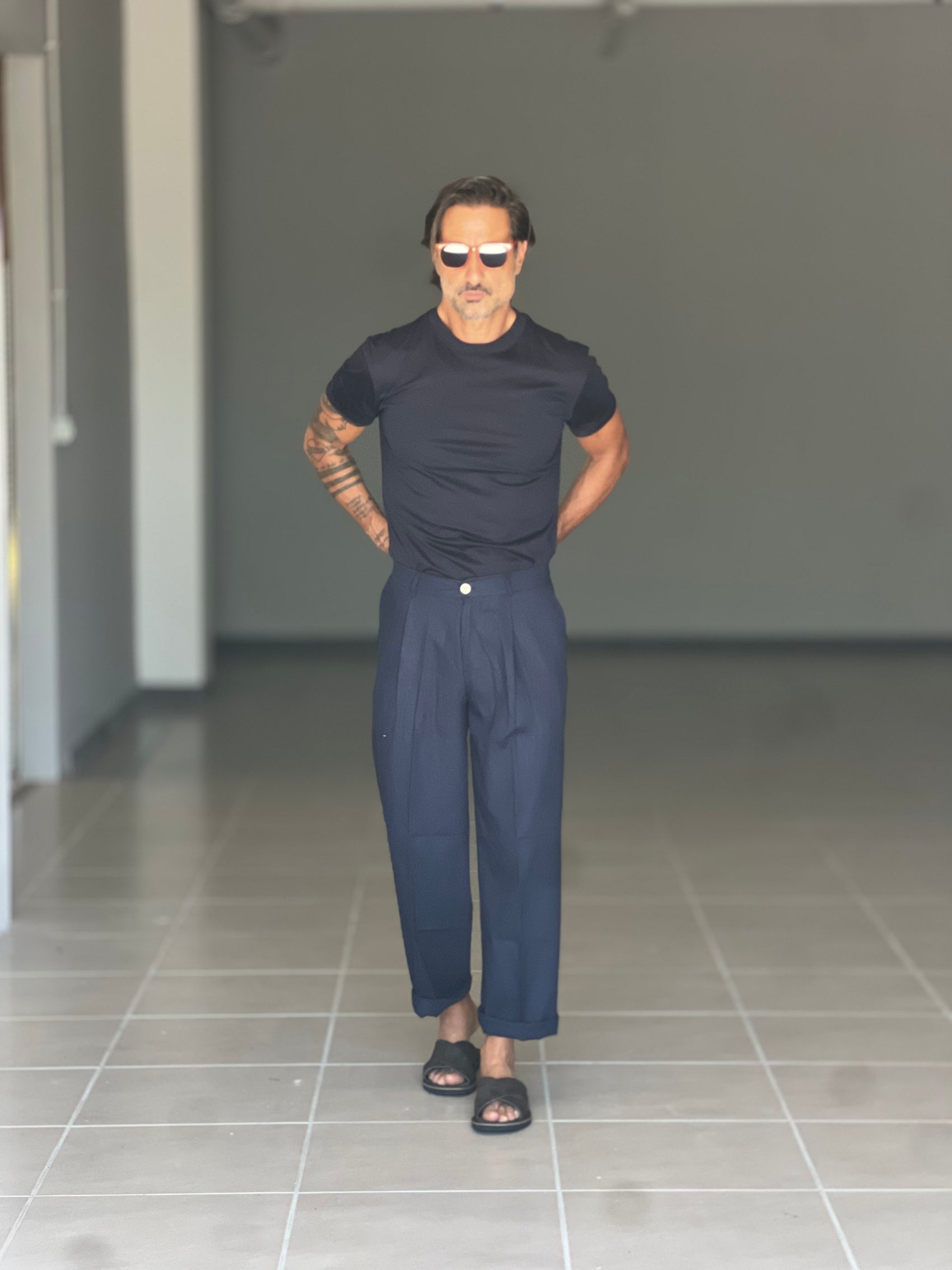 WHITE VISCOSE TROUSERS WITH REGULAR BOTTOM