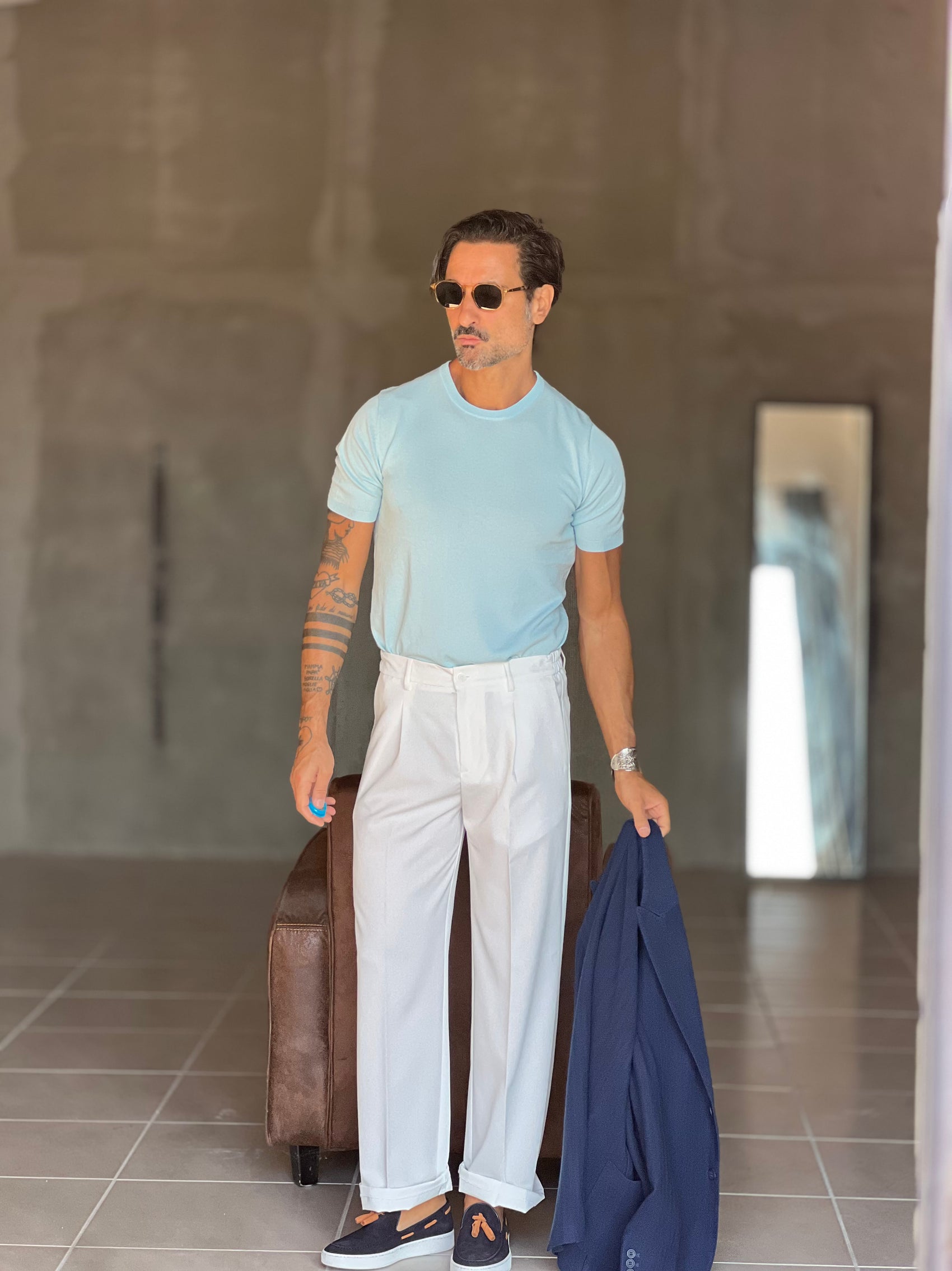 PANTALONE   BIANCO OVER FIT 0483 (ABBINABILE ALLA GIACCA  BIANCA 0483)