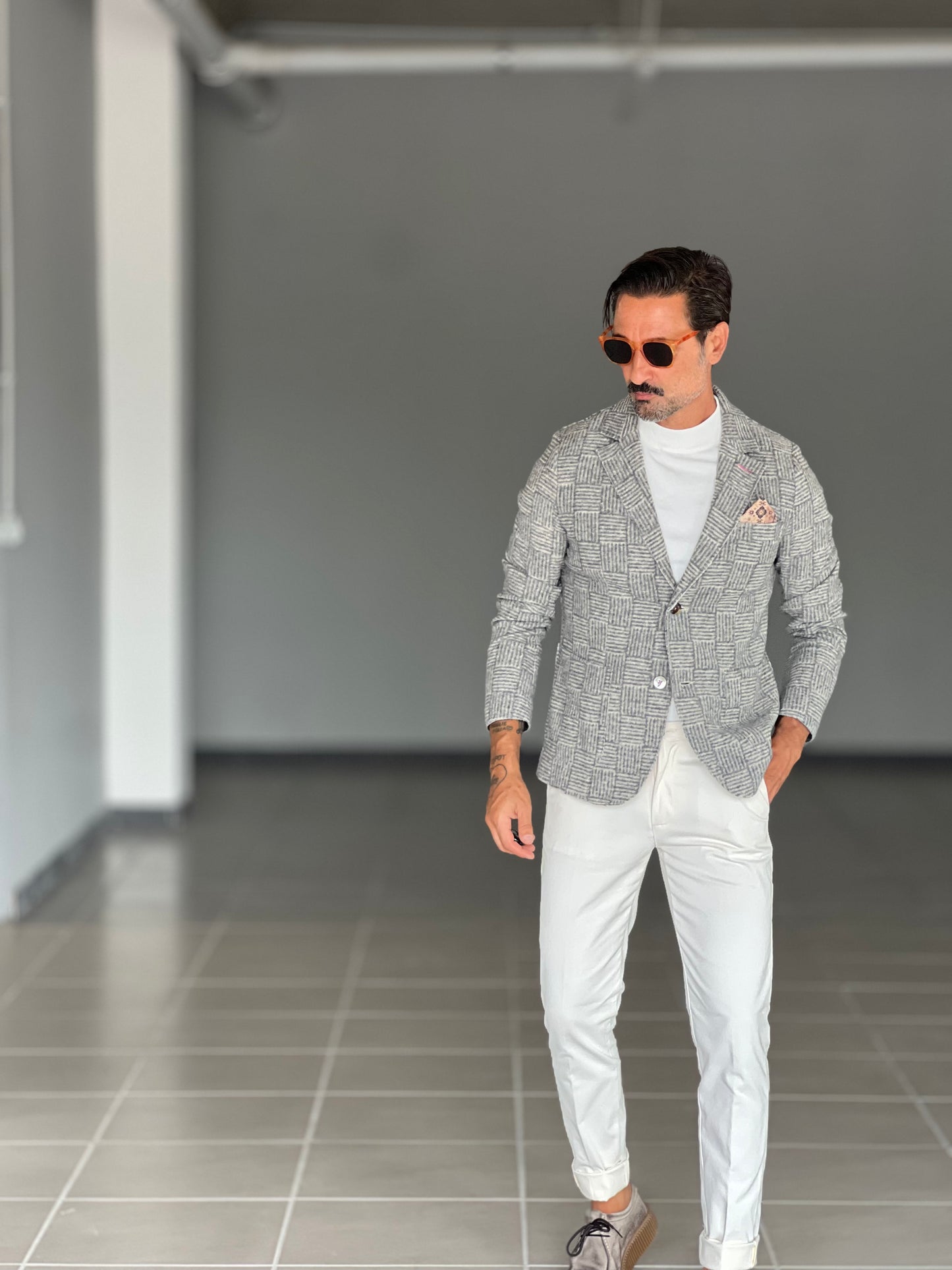 GIACCA KOON GALLES GRIGIO E BEIGE