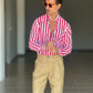 CAMICIA BIANCA E ROSSA  COREANA   POPELINE DI COTONE STRECH