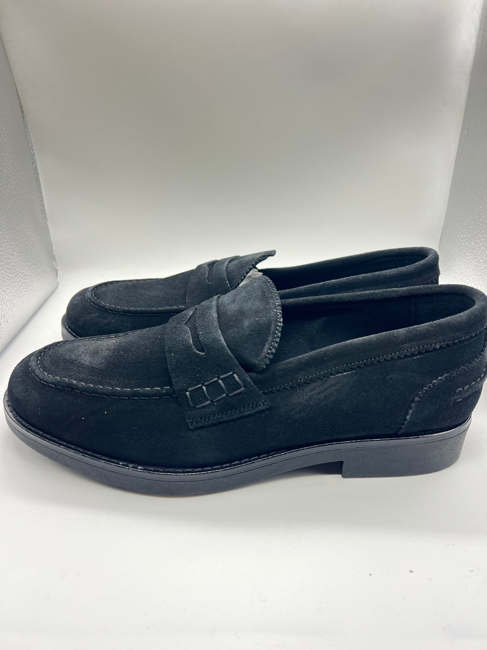DOUBLE BUCKLE BLACK SUEDE LOAFERS