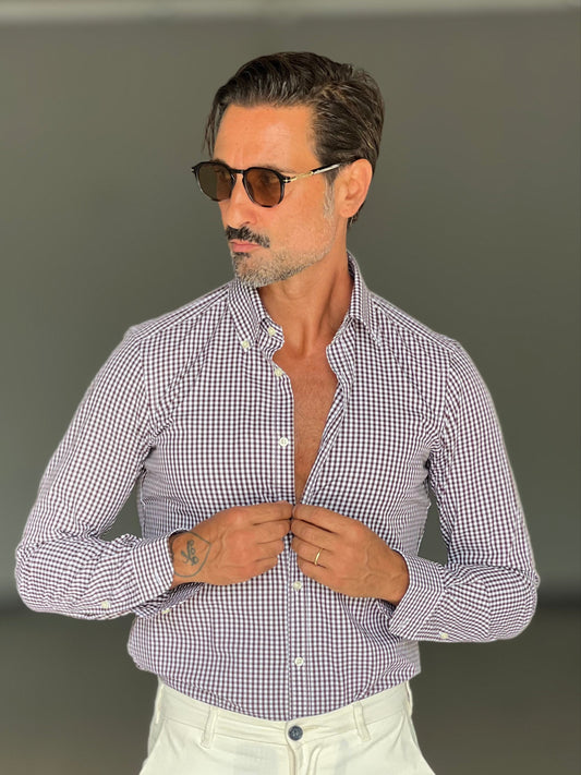 CAMICIA  DEPOT QUADRETTO BIANCO E MORO