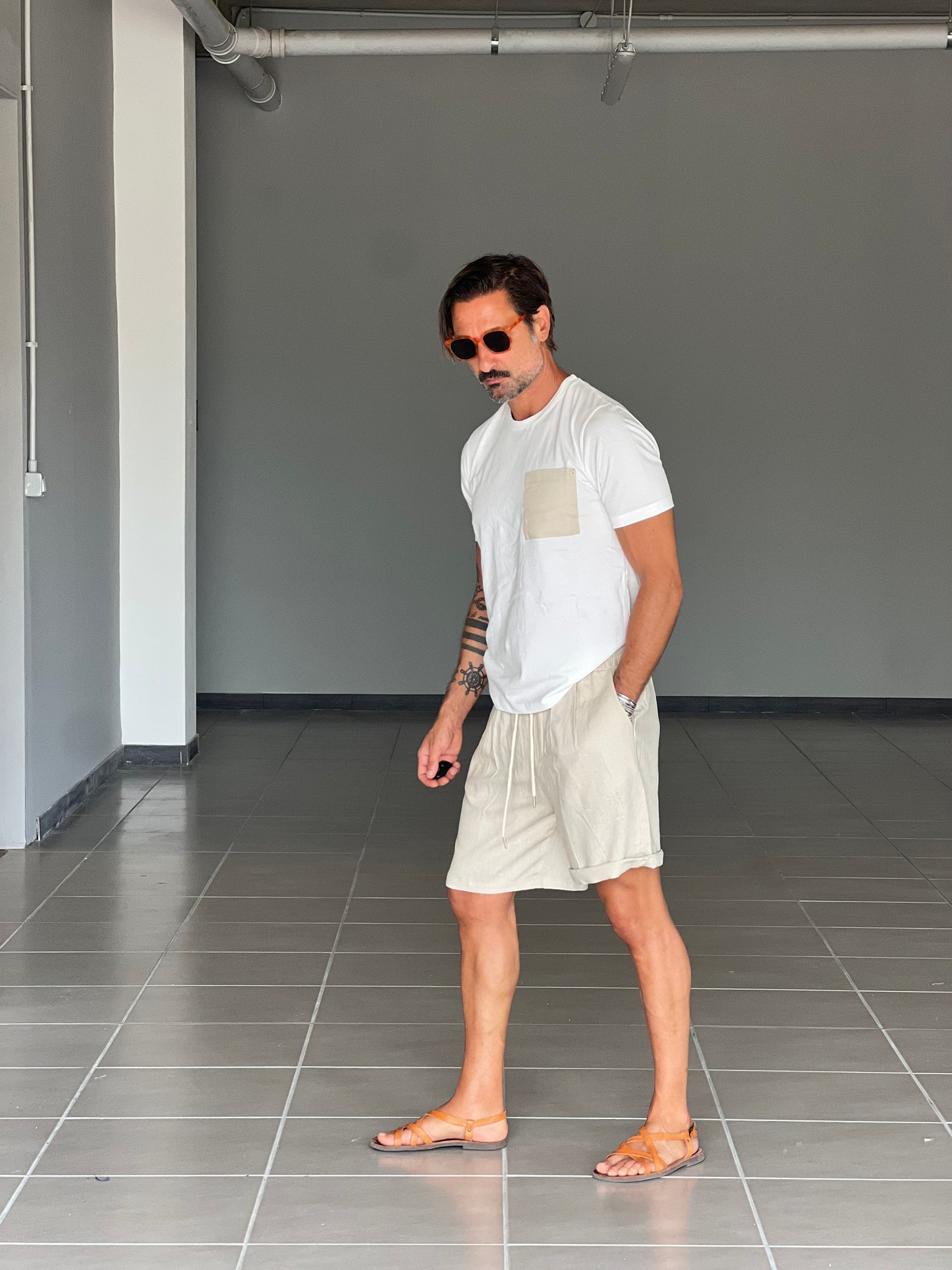 BERMUDA BEIGE  MISTO LINO