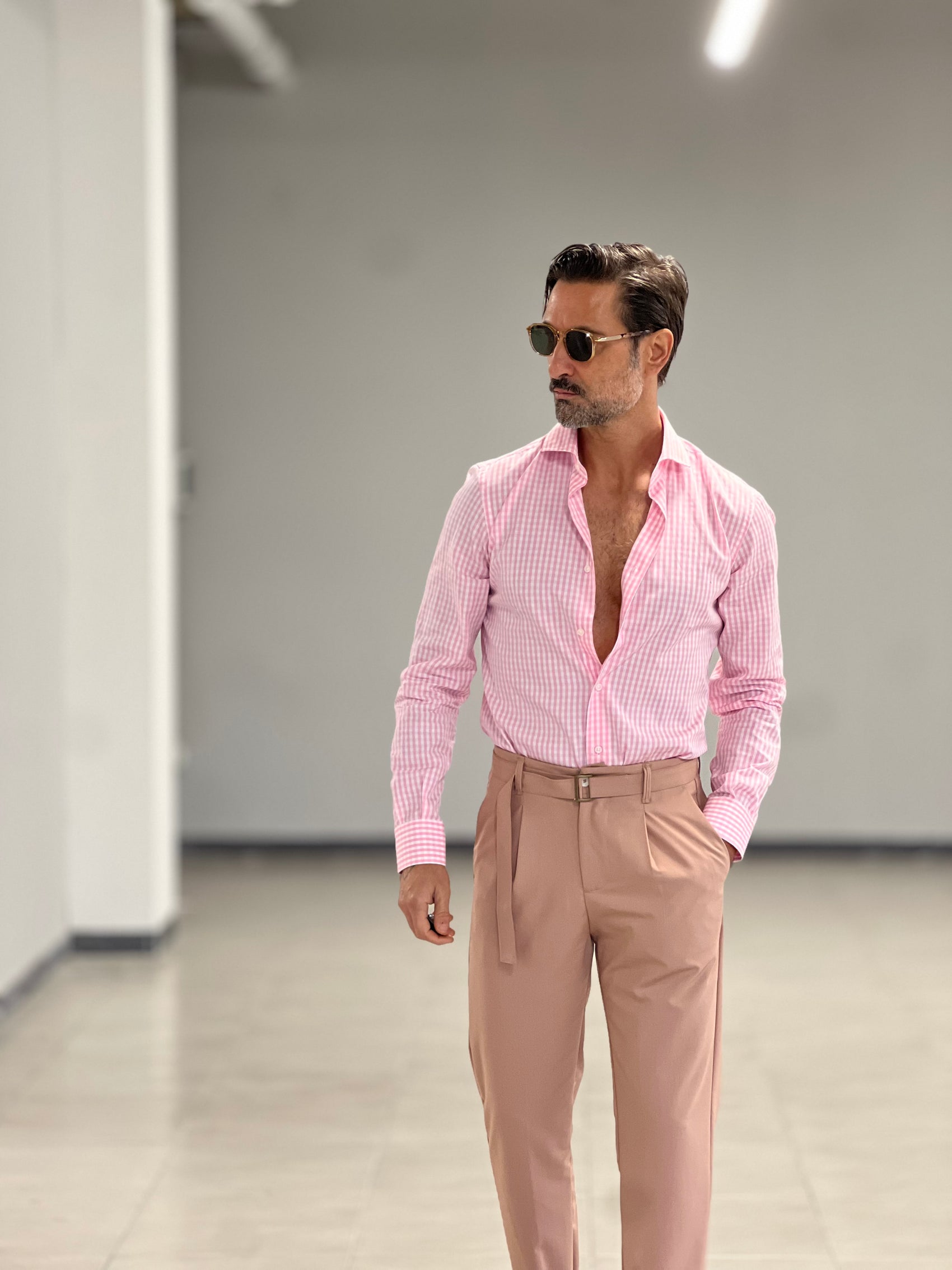 CAMICIA DEPOT QUADRETTO BIANCO E ROSA  . COTONE DOPPIO RITORTO 002