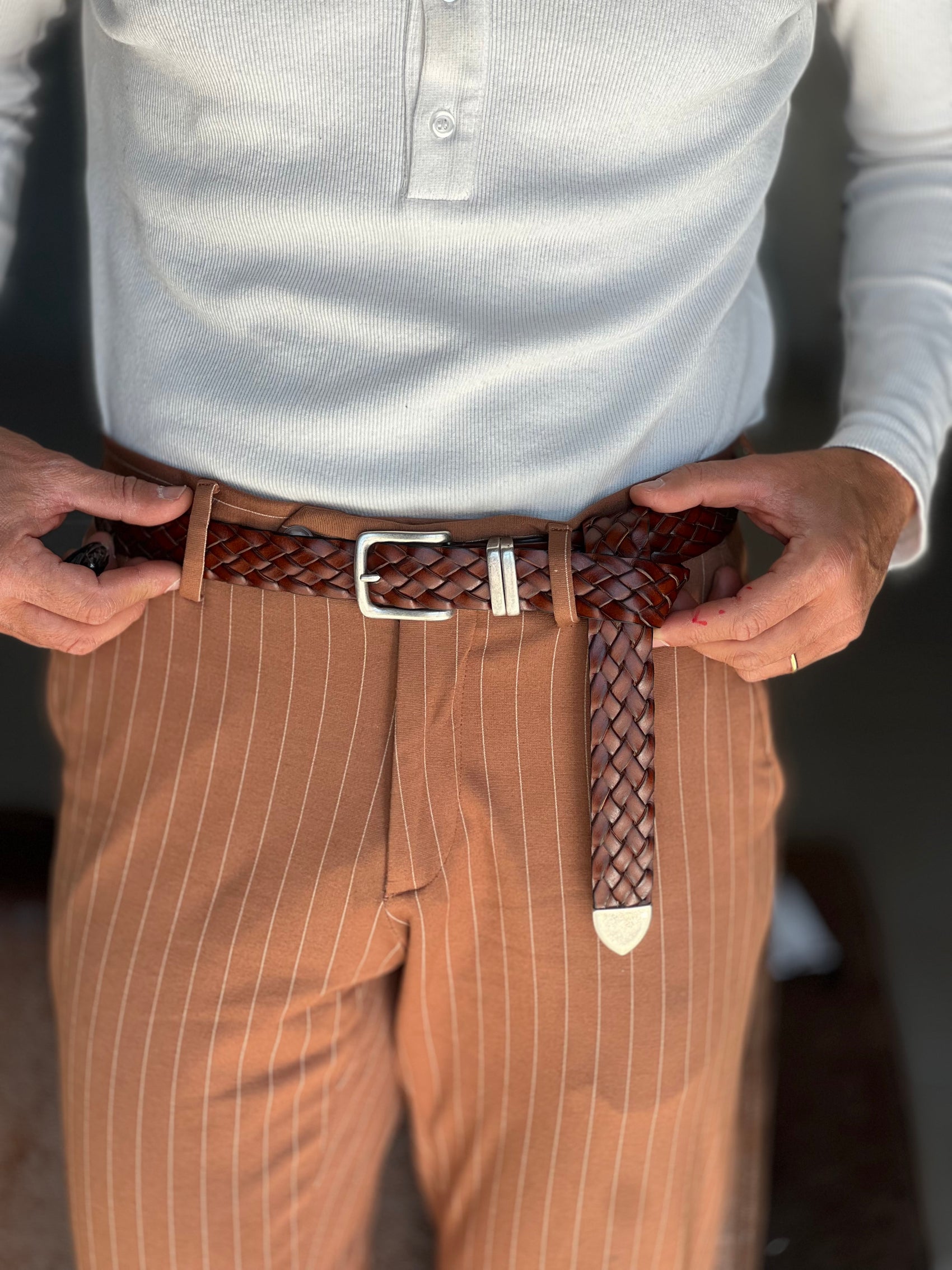 WHITE VISCOSE TROUSERS WITH REGULAR BOTTOM