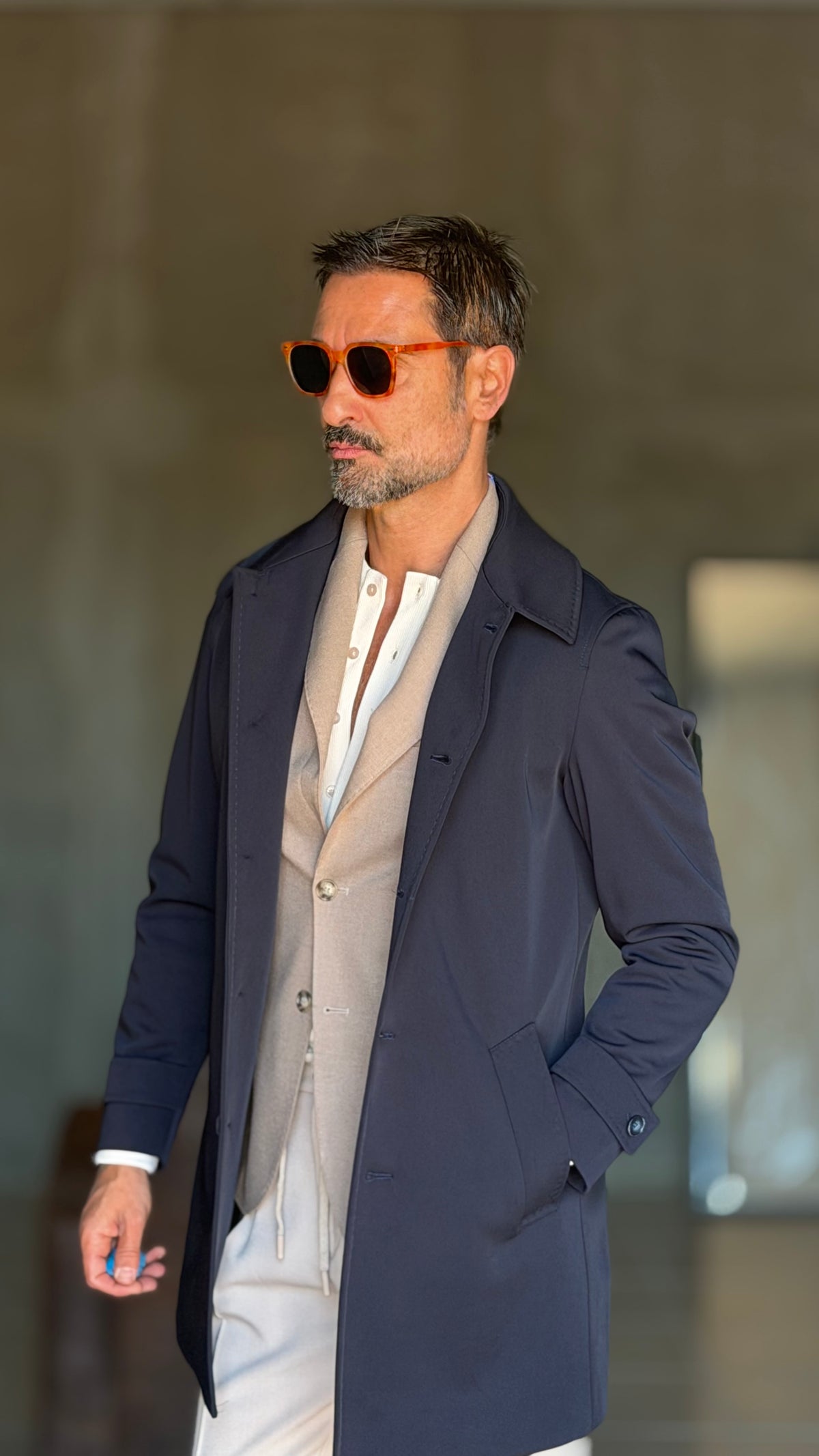 BLUE HIGH NECK COAT