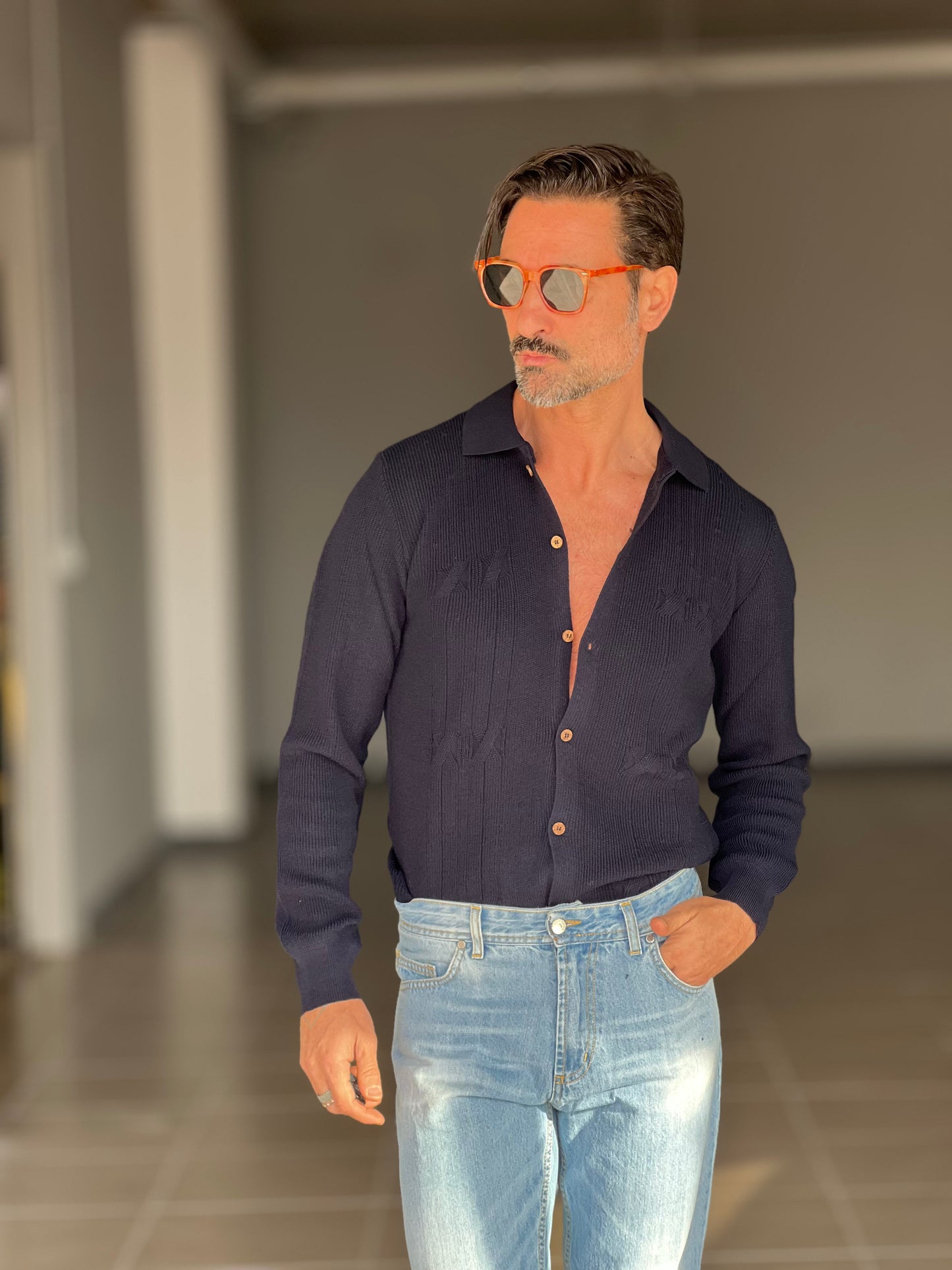 POLO CAMICIA BLU OPERATA