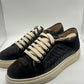 LEATHER AND SUEDE SNEAKERS WITH YELLOW CAP