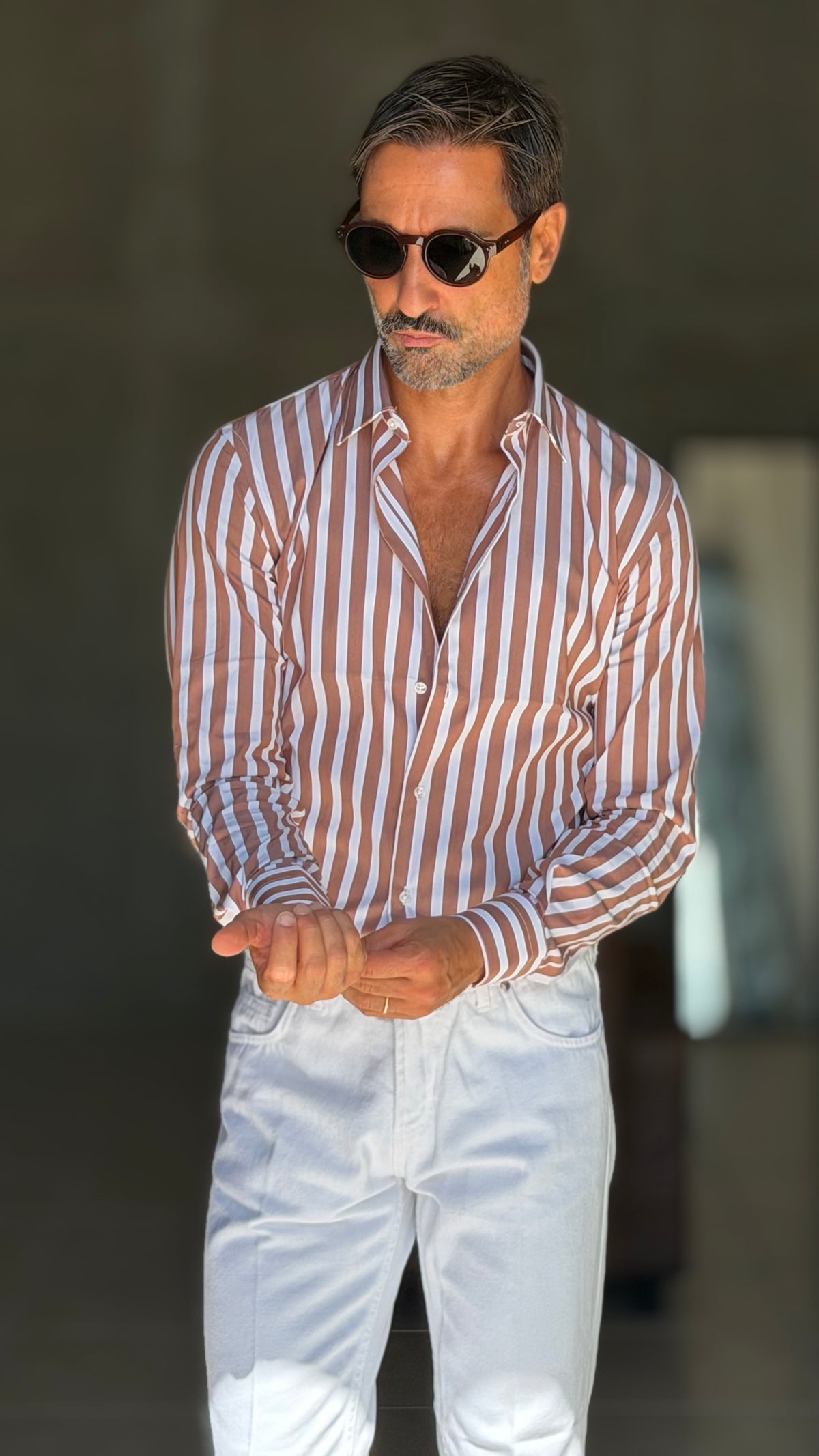 CAMICIA  BACCHETTA MORO GRANDE STRETCH