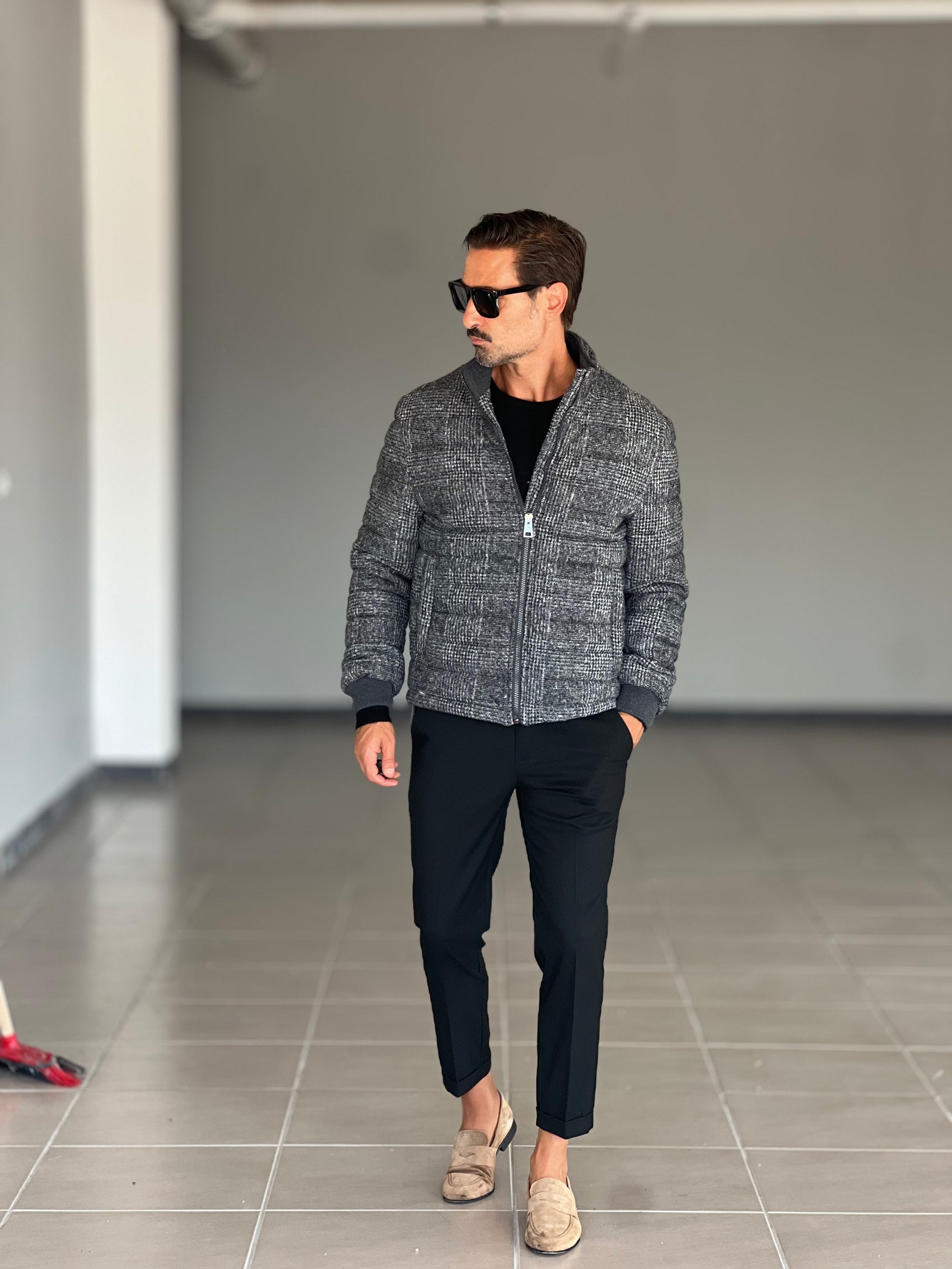 PIUMINO TARTAN GRIGIO SCURO  LANA E MISTI PANNO XAGON