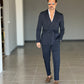 ABITO BLU DOPPIOPETTO VISCOSA CINTURA IN VITA 004