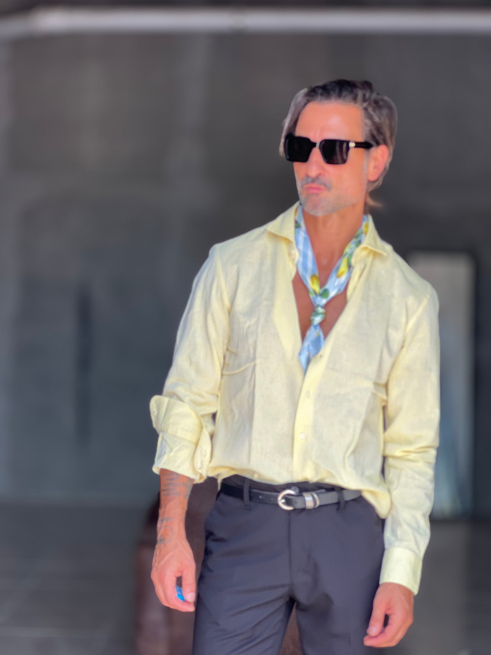 CAMICIA GIALLA LIMONE   LINO