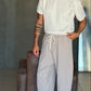 WHITE VISCOSE TROUSERS WITH REGULAR BOTTOM