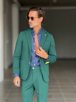 *ABITO VERDE MONOPETTO OPERATO PANTALONE MEZZAMOLLA 00200