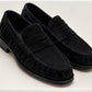 DOUBLE BUCKLE BLACK SUEDE LOAFERS