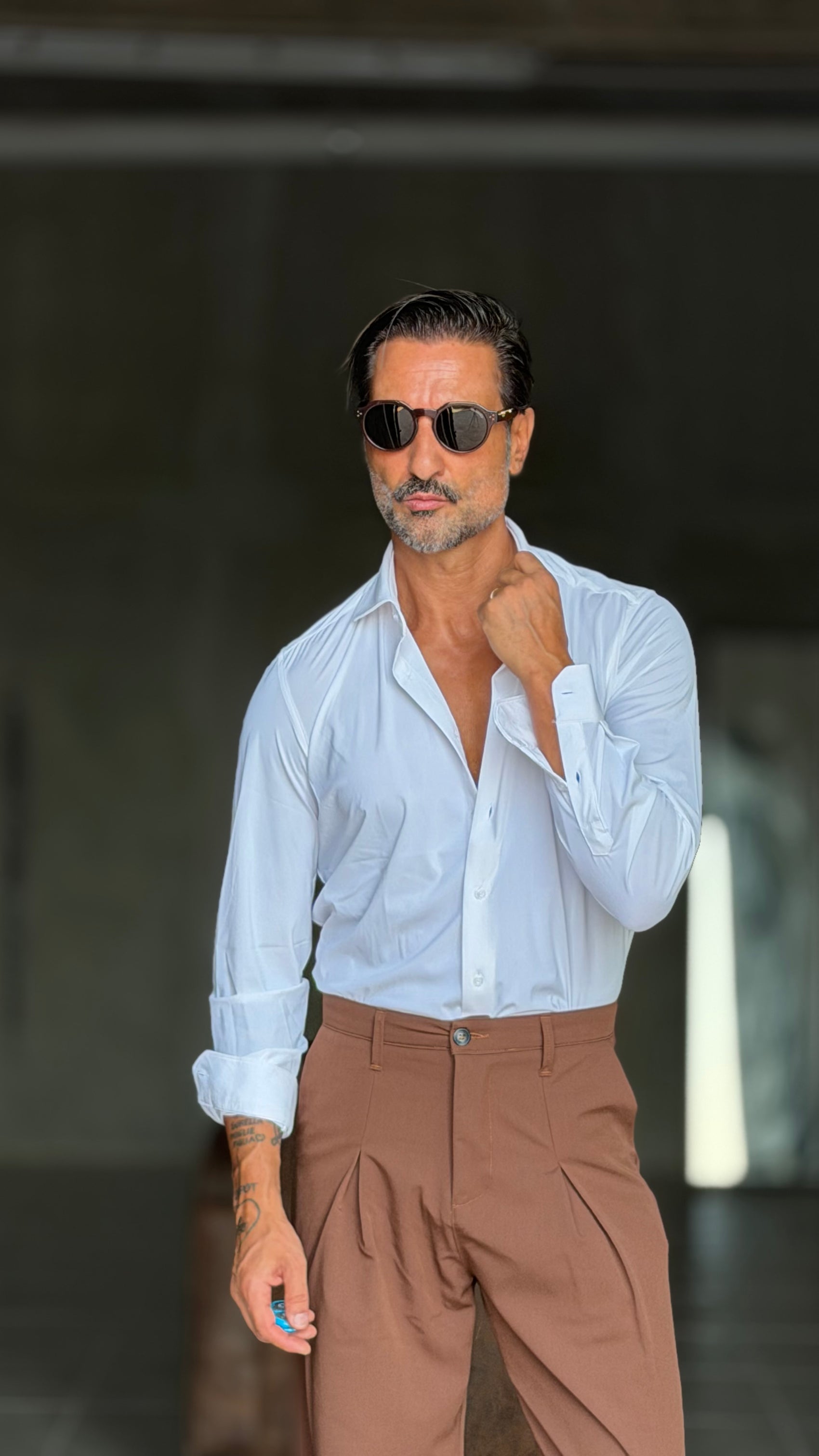 CAMICIA BIANCA MAGLINA PIGMENTO