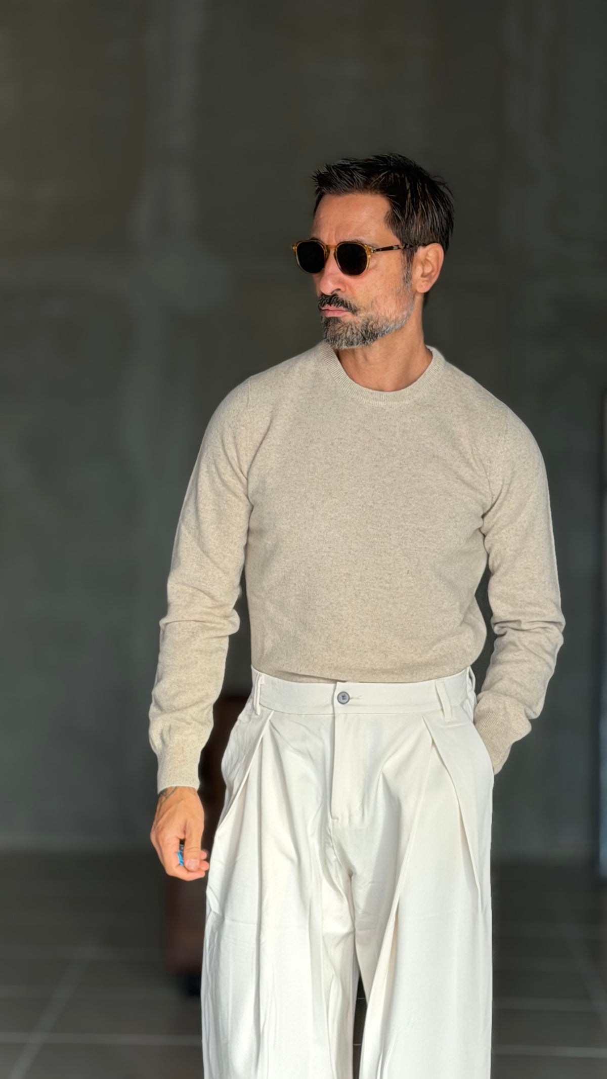 PULLOVER CREMA  LANA CASHMERE 3% E MISTI