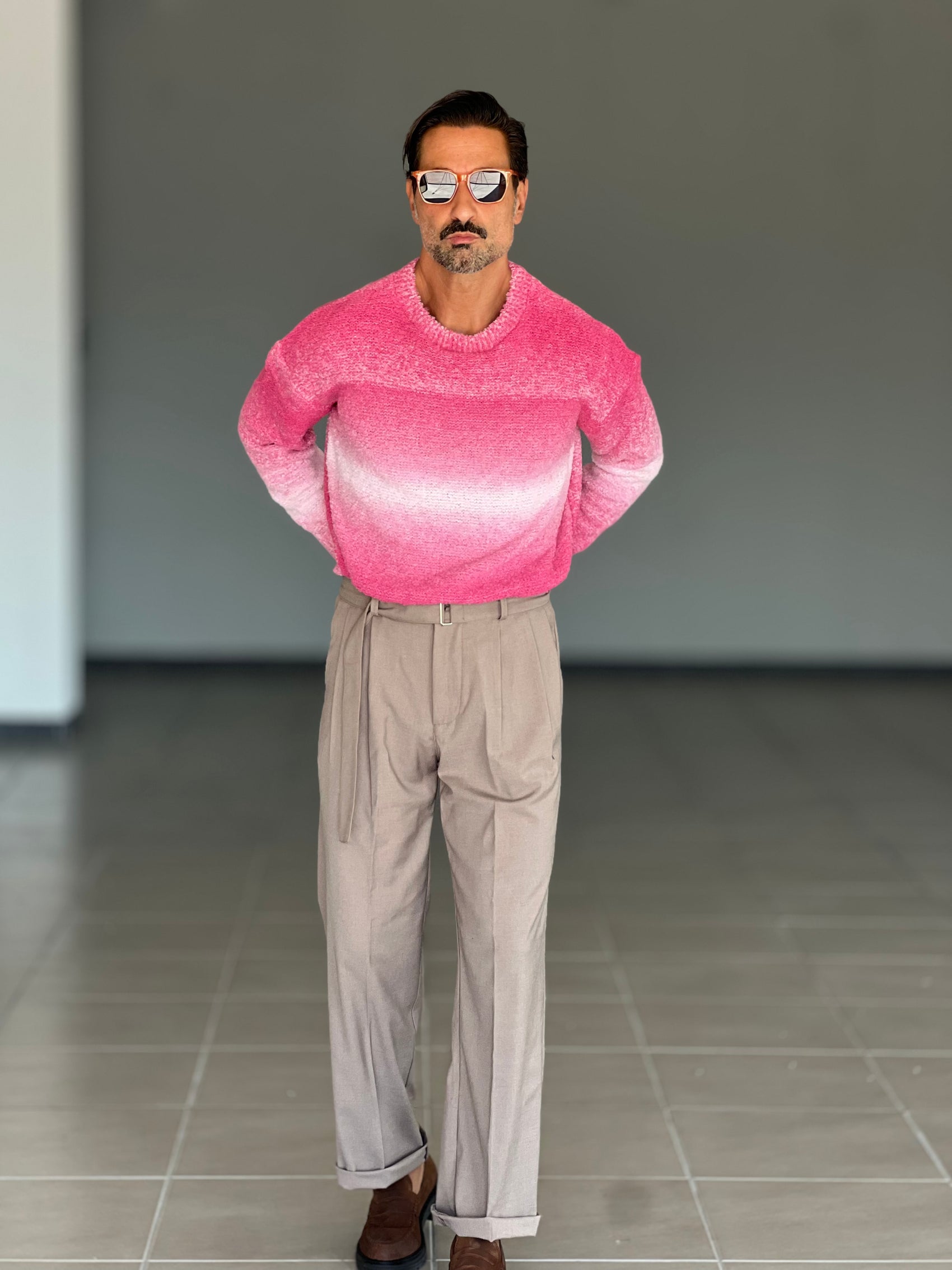 PANTALONE  FONDO AMPIO TORTORA CINTURA VISCOSA E MISTI