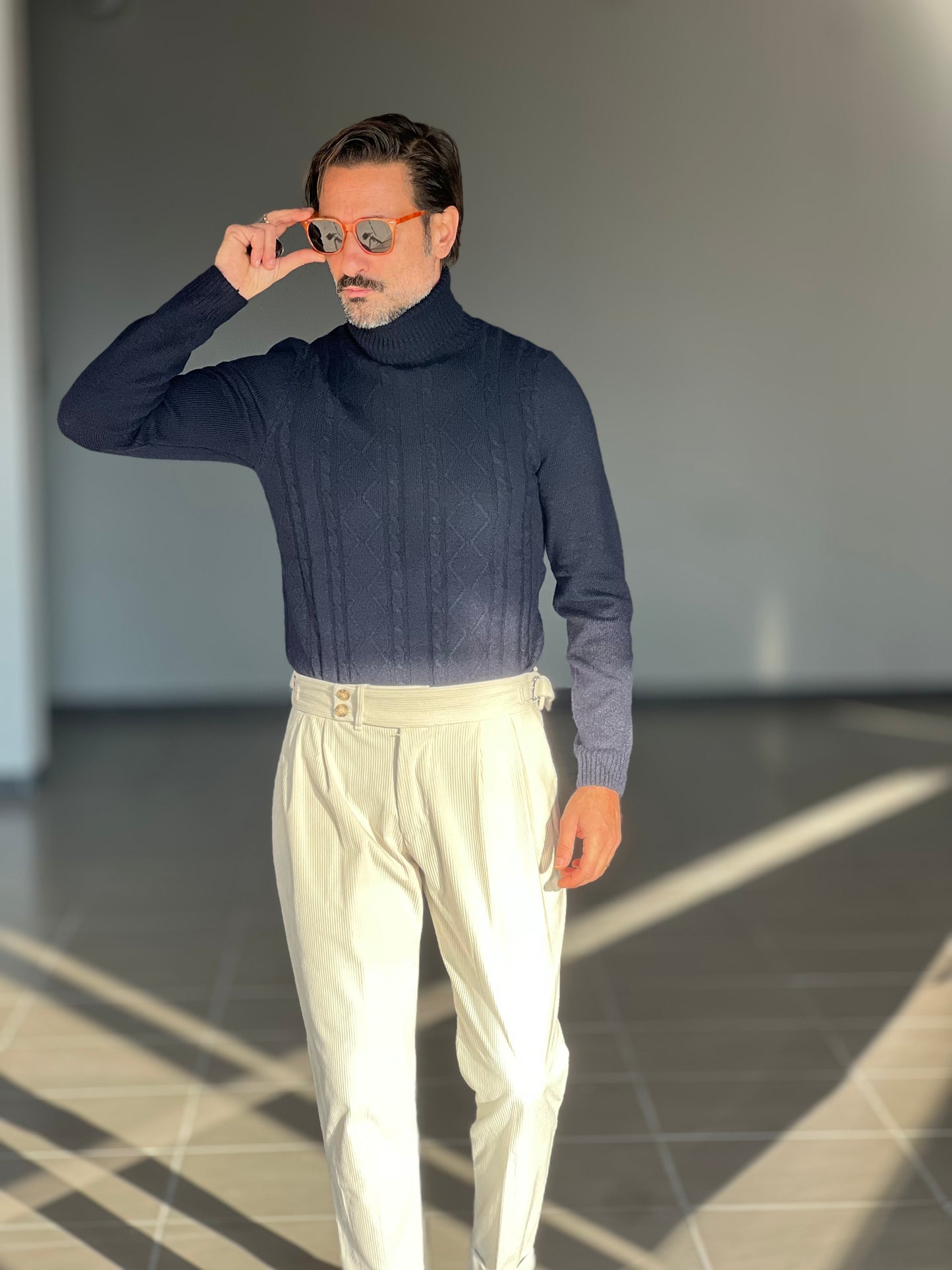 COLLO ALTO TRECCIA BLU  VISCOSA TELAMIRA