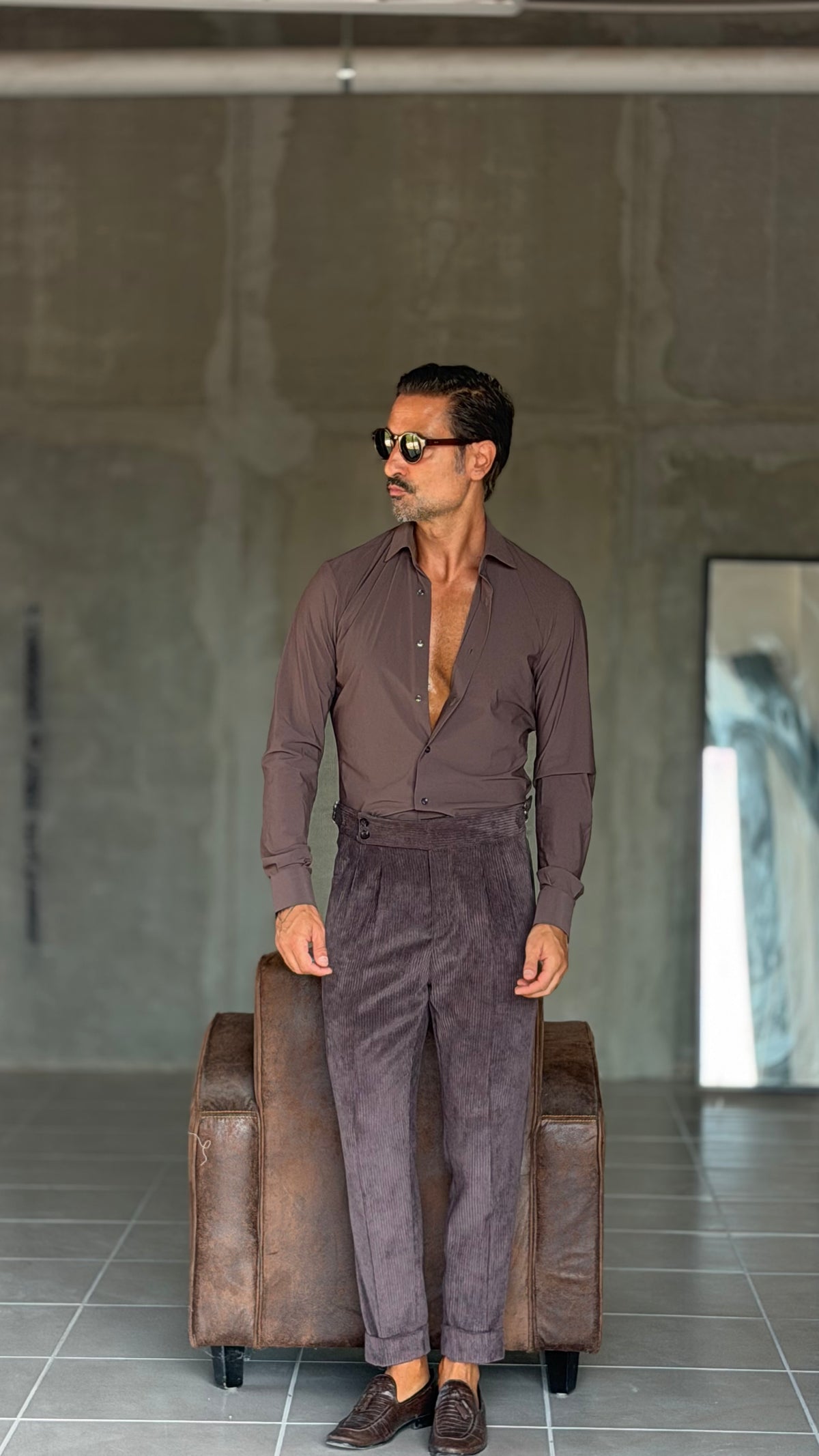 PANTALONE  VELLUTO MORO  VITA ALTA 003  (ABBINABILE ALLA GIACCA VELLUTO MORO 003)