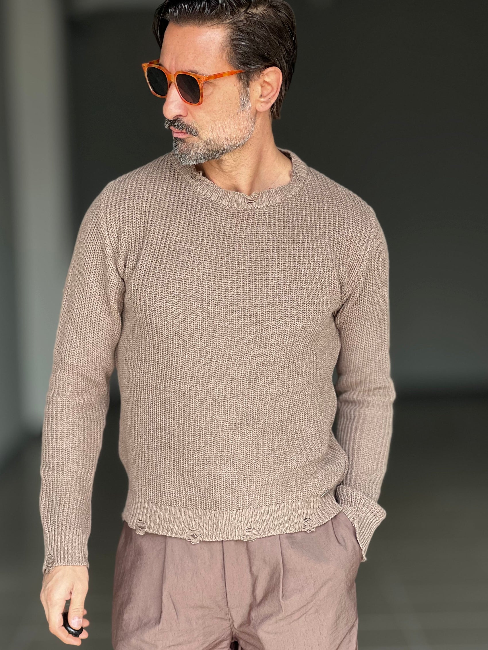 MAGLIA  FANGO  GIROCOLLO COSTA INGLESE BL11
