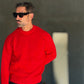 PULLOVER ROSSO CROP MISTO LANA EFFETTO SHETTLAND