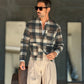 GIACCA XAGON COLLO TOKYO TARTAN EFFETTO FLANELLA DECOSTRUITA CROP
