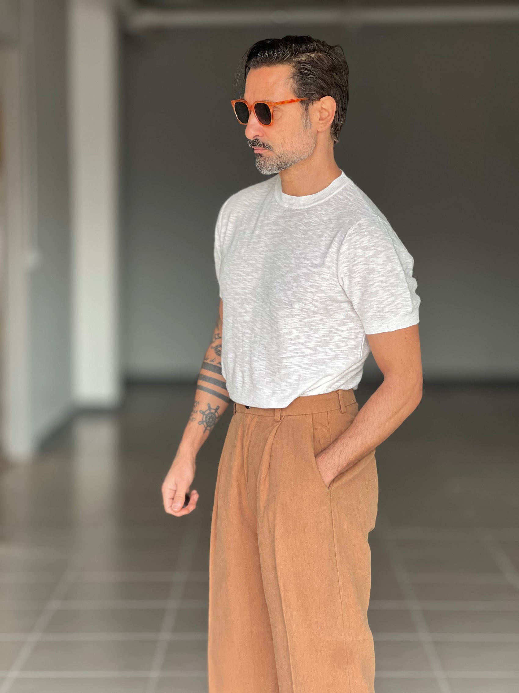 PANTALONE RUGGINE   DOPPIA  PINCES MISTO LINO