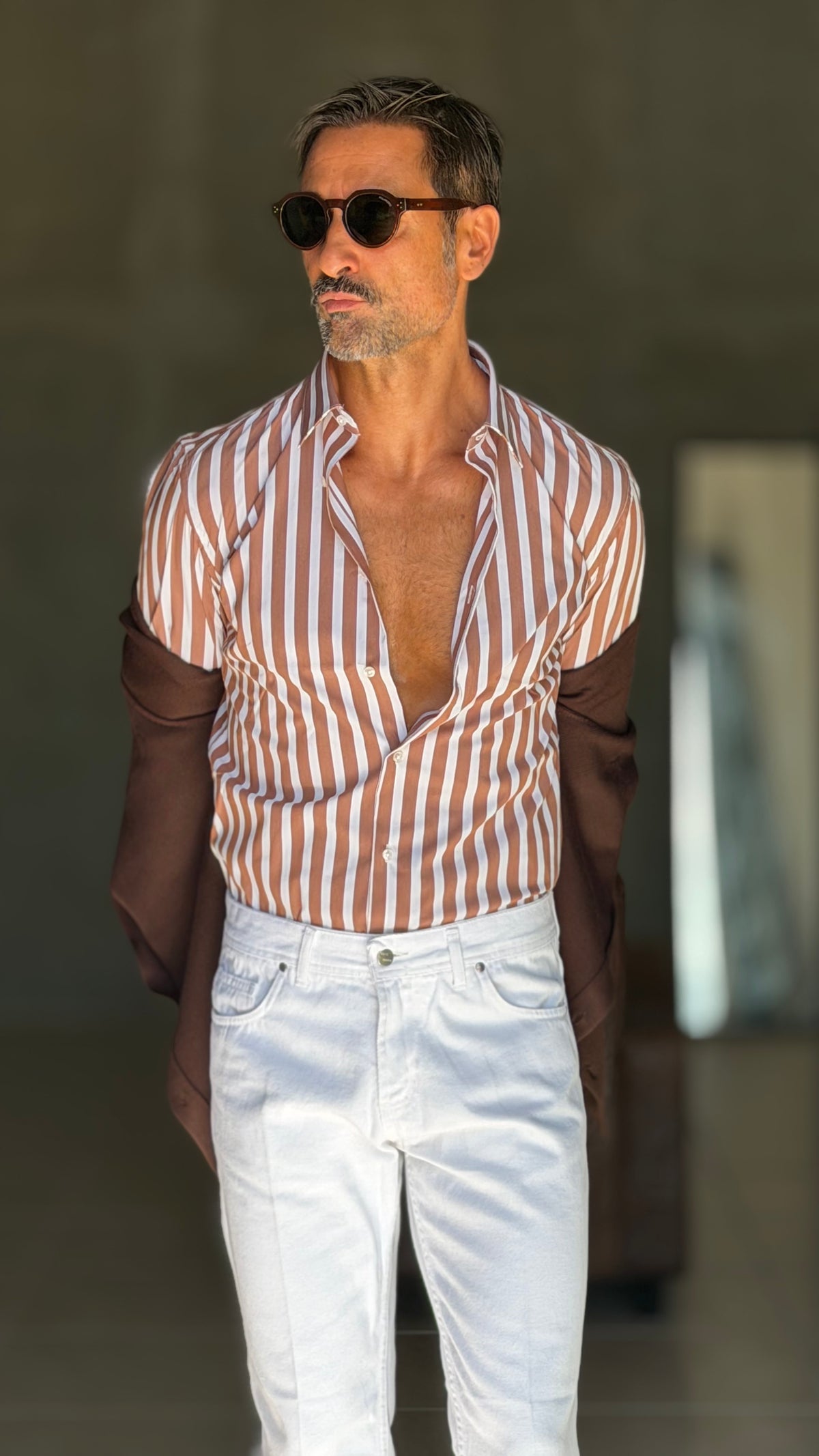CAMICIA  BACCHETTA MORO GRANDE STRETCH