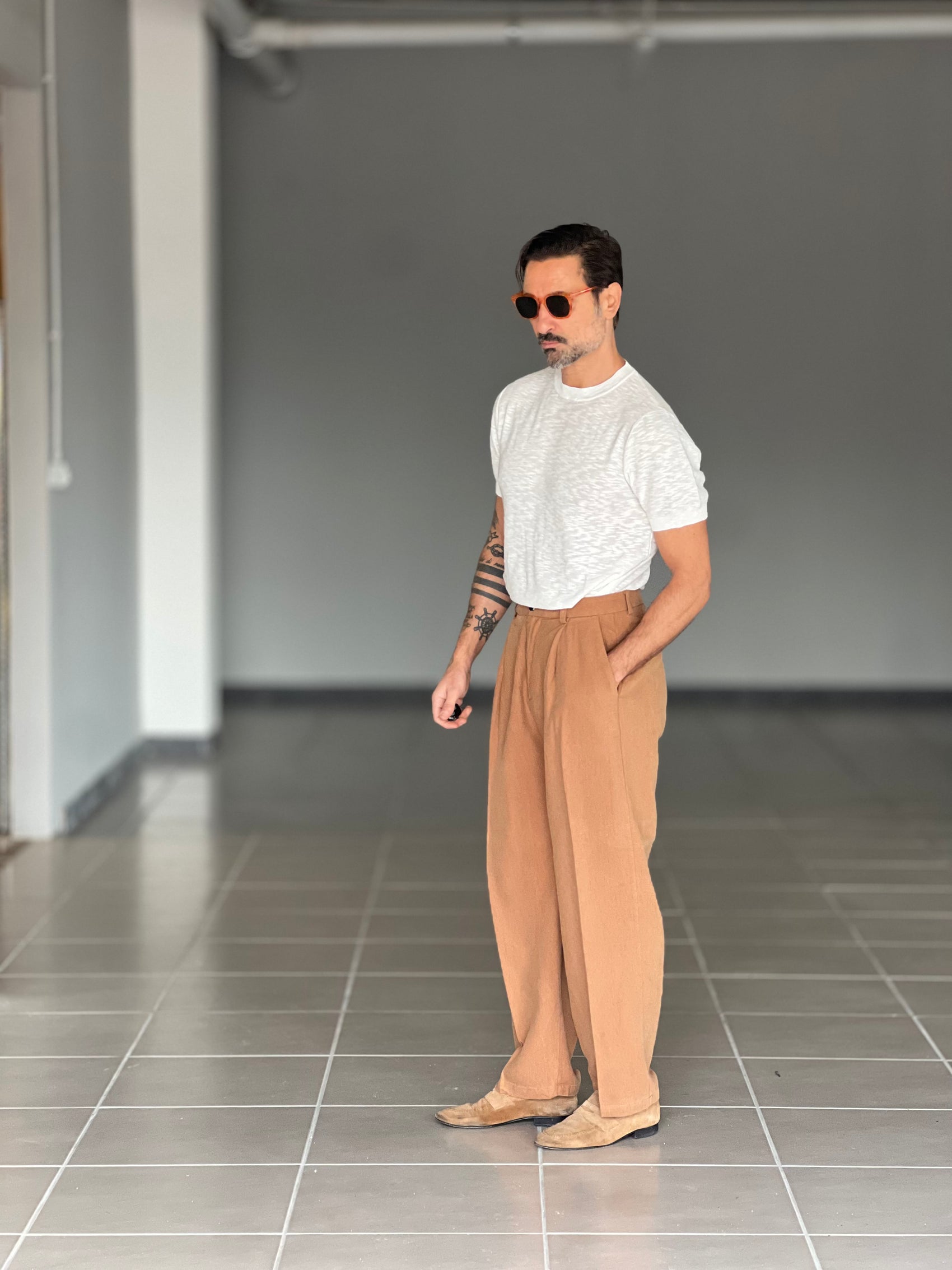 PANTALONE RUGGINE   DOPPIA  PINCES MISTO LINO