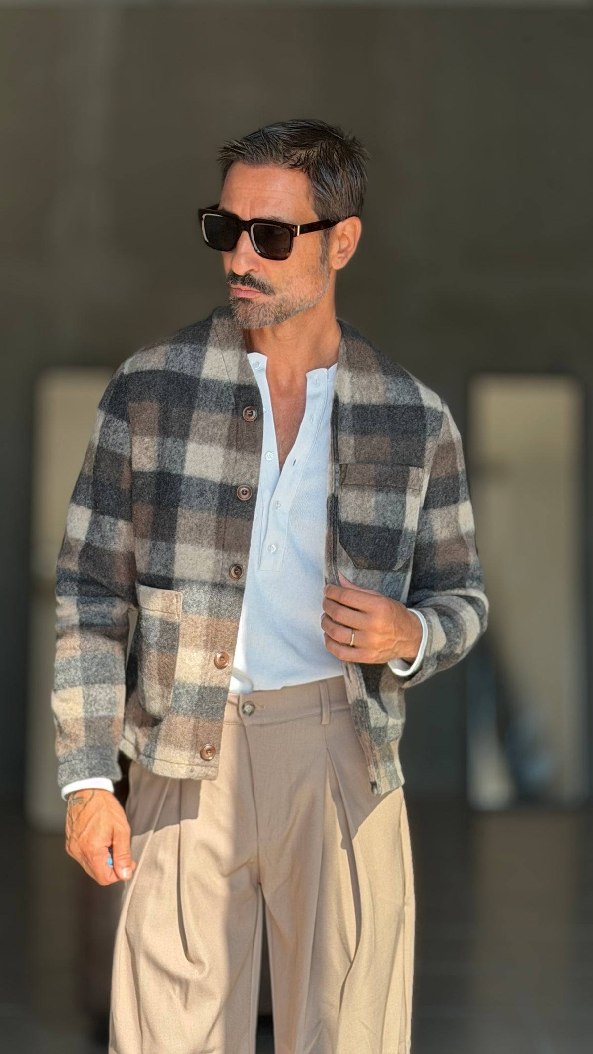 GIACCA XAGON COLLO TOKYO TARTAN EFFETTO FLANELLA DECOSTRUITA CROP