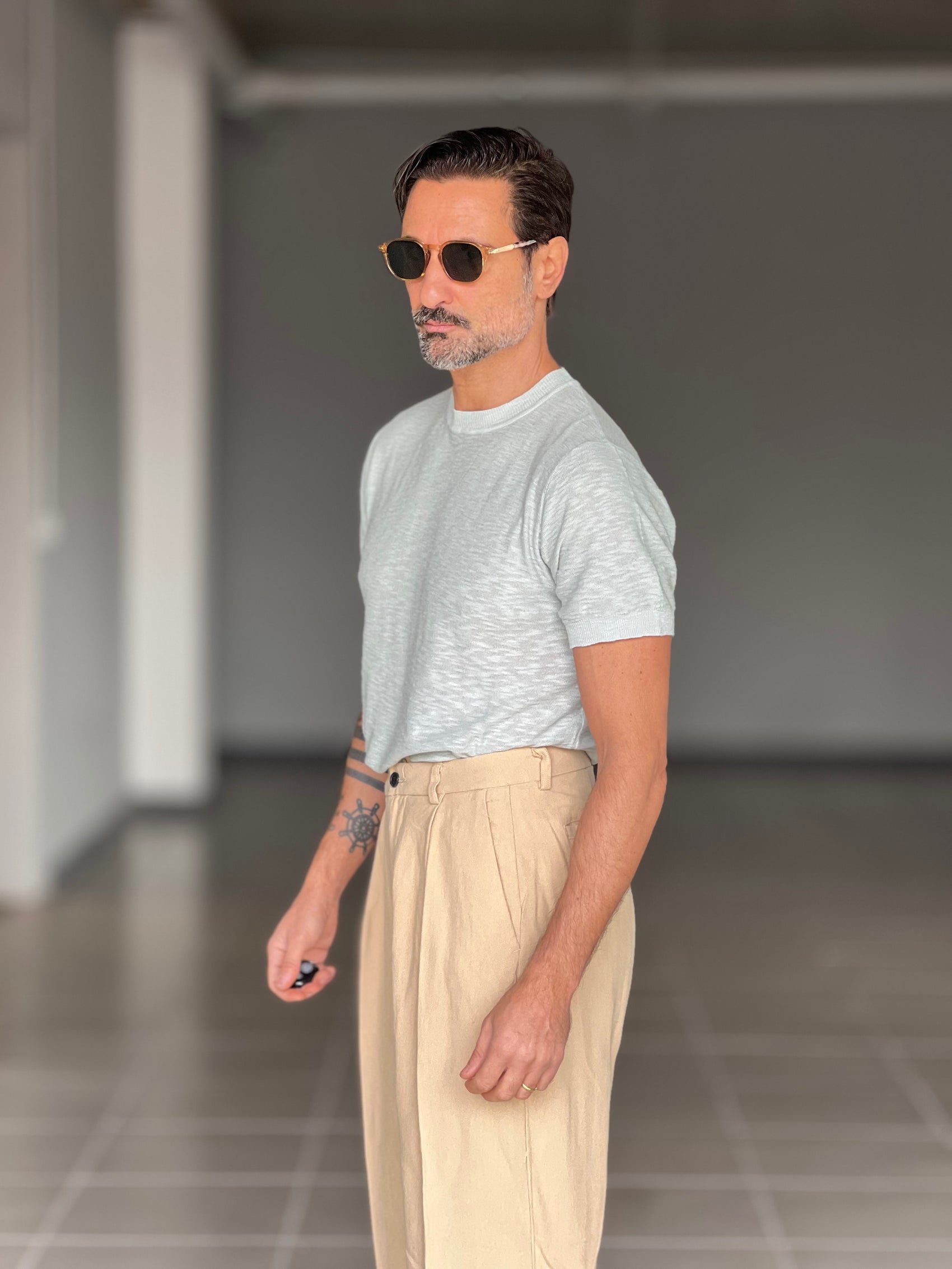 MAGLIA VERDE ACQUA  FIAMMATA GIROCOLLO