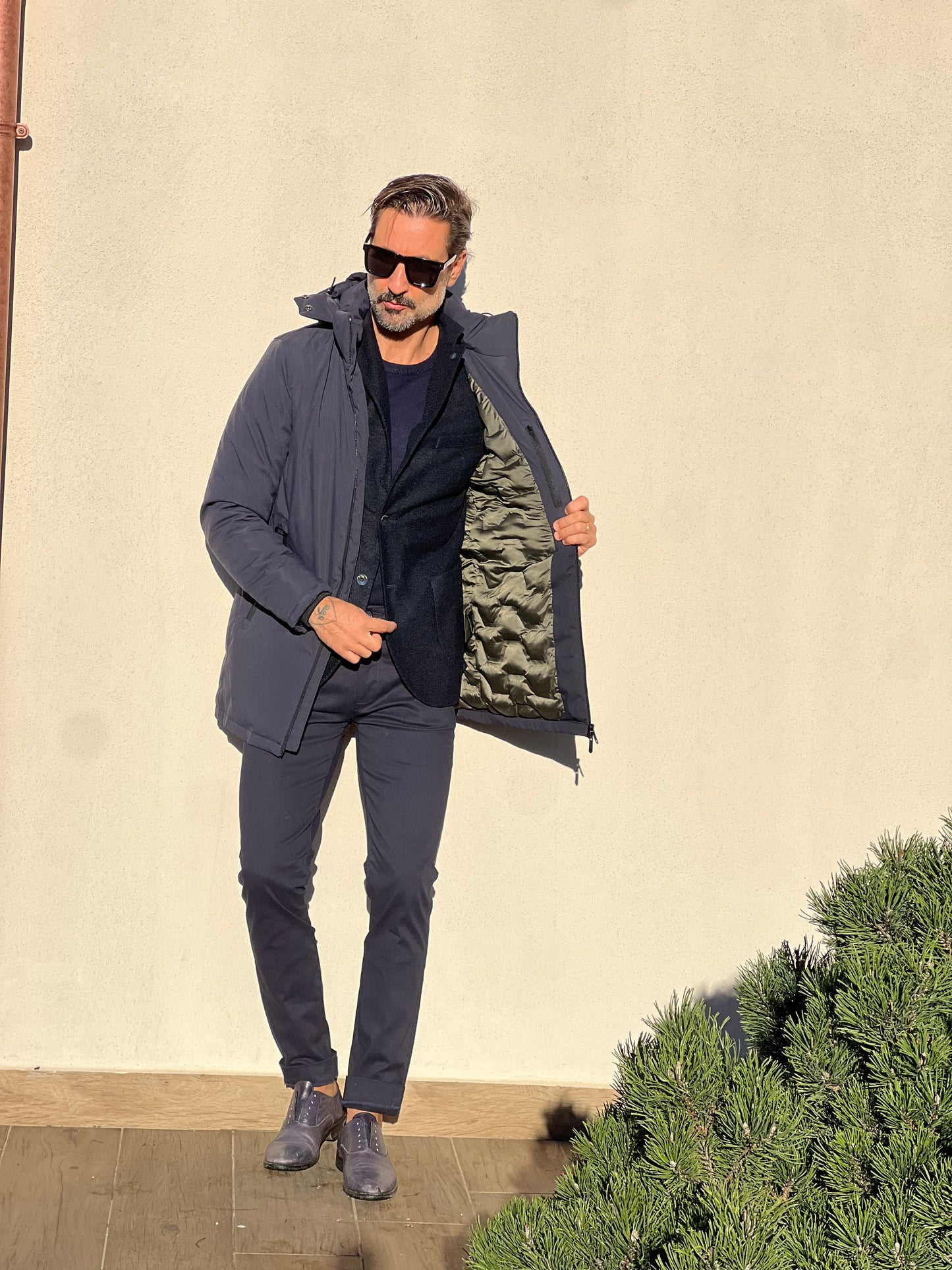 PARKA HAPPER  BLU TESSUTO TECNICO ZIP TERMOSALDATE