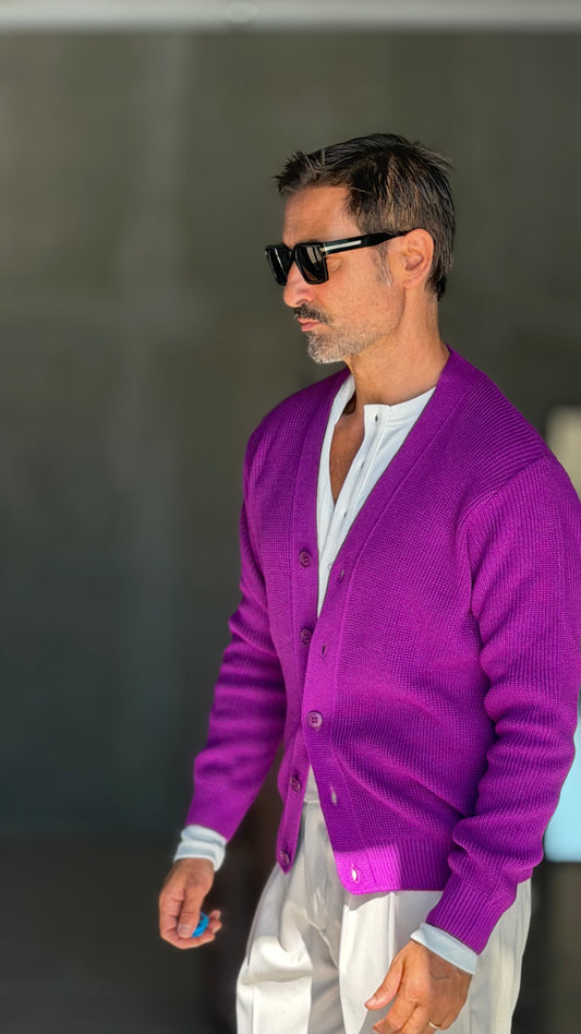 CARDIGAN VIOLA MAGLIA INGLESE