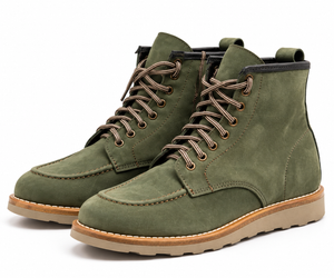 STIVALETTO STRINGATO VERDE  CAMOSCIO FONDO GOMMA
