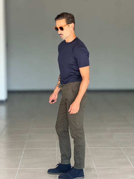 PANTALONE VERDONE GABARDINE DI COTONE