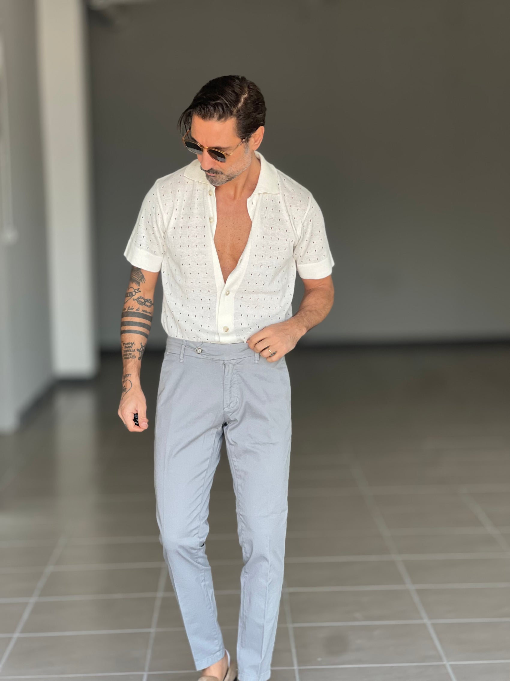 BLACK CHAIN ​​VISCOSE TROUSERS