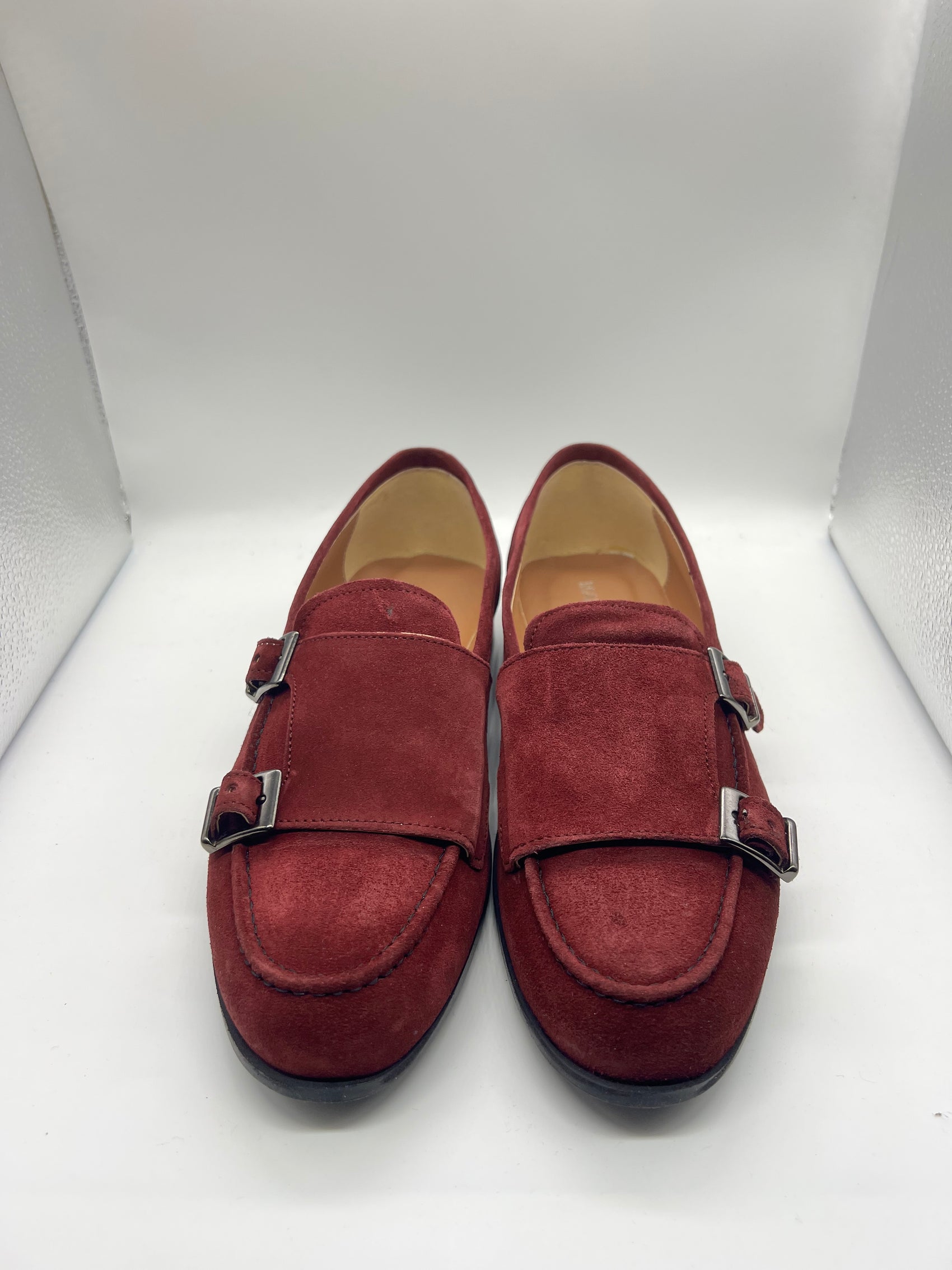 *MOCASSINO CAMOSCIO PRUGNA DOPPIAFIBBIA FONDO GOMMA