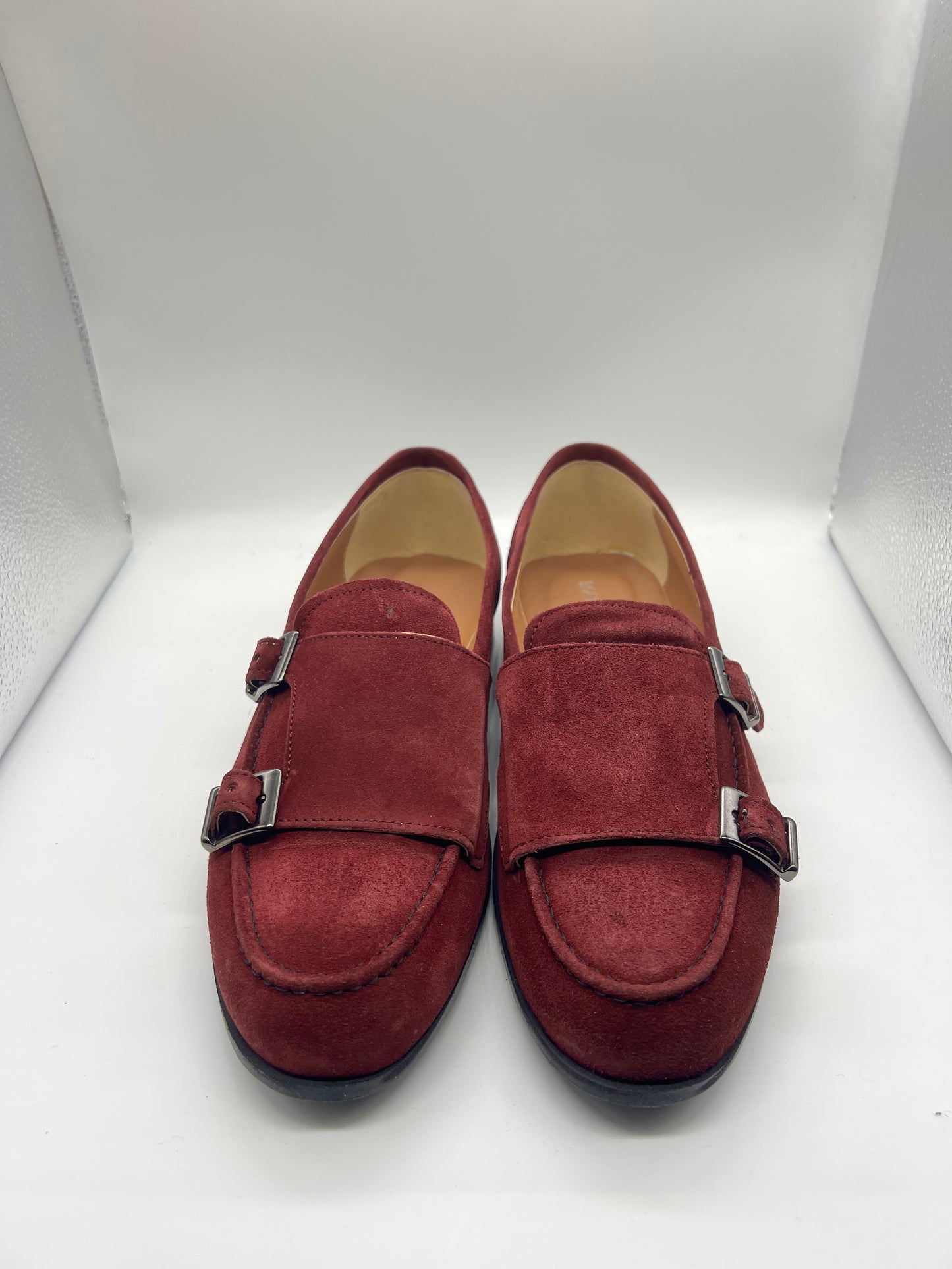 MOCASSINO CAMOSCIO PRUGNA DOPPIAFIBBIA FONDO GOMMA