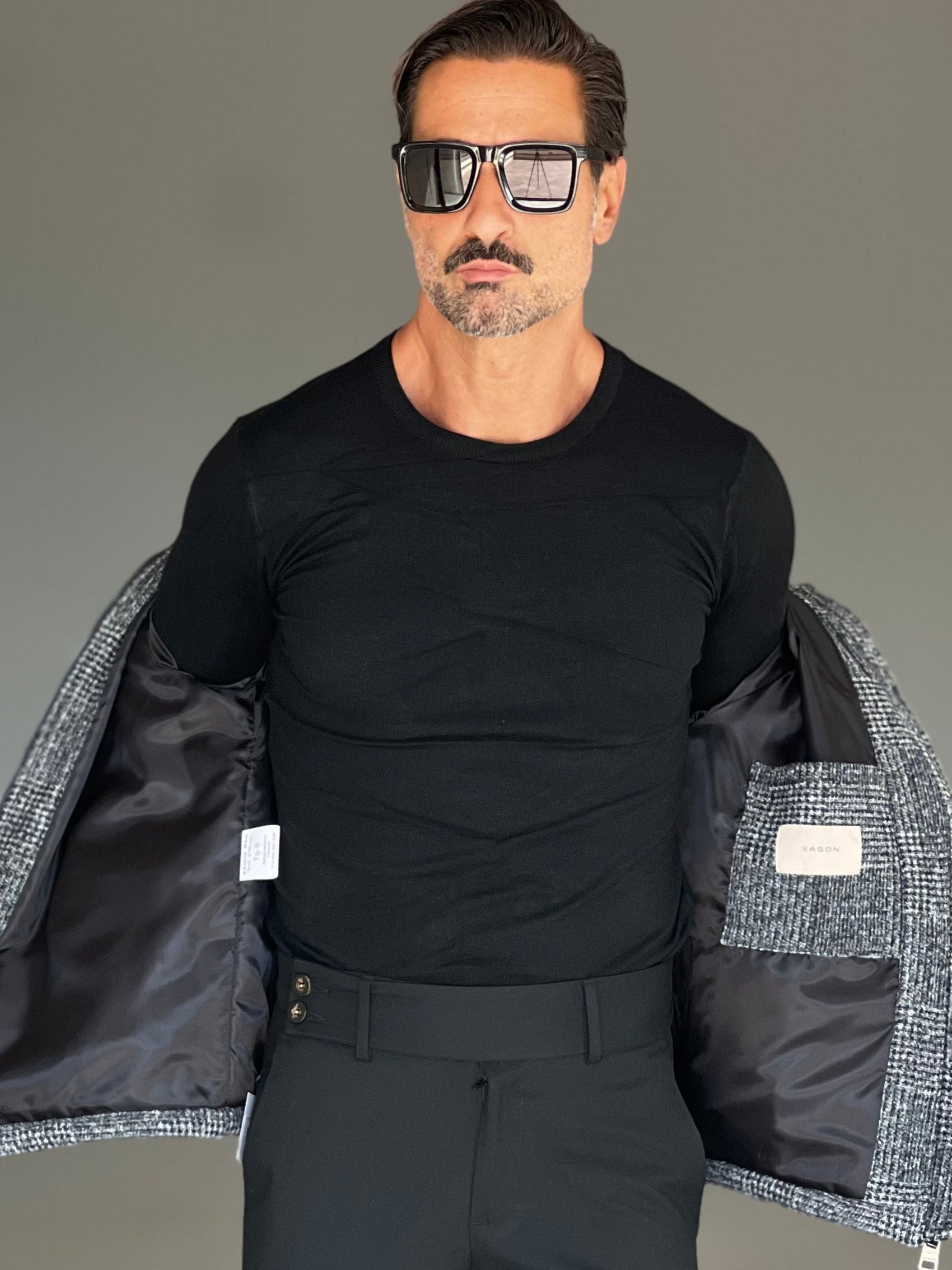 MAGLIA GIRO NERO   VISCOSA E MISTI EFFETTO CASHMERE