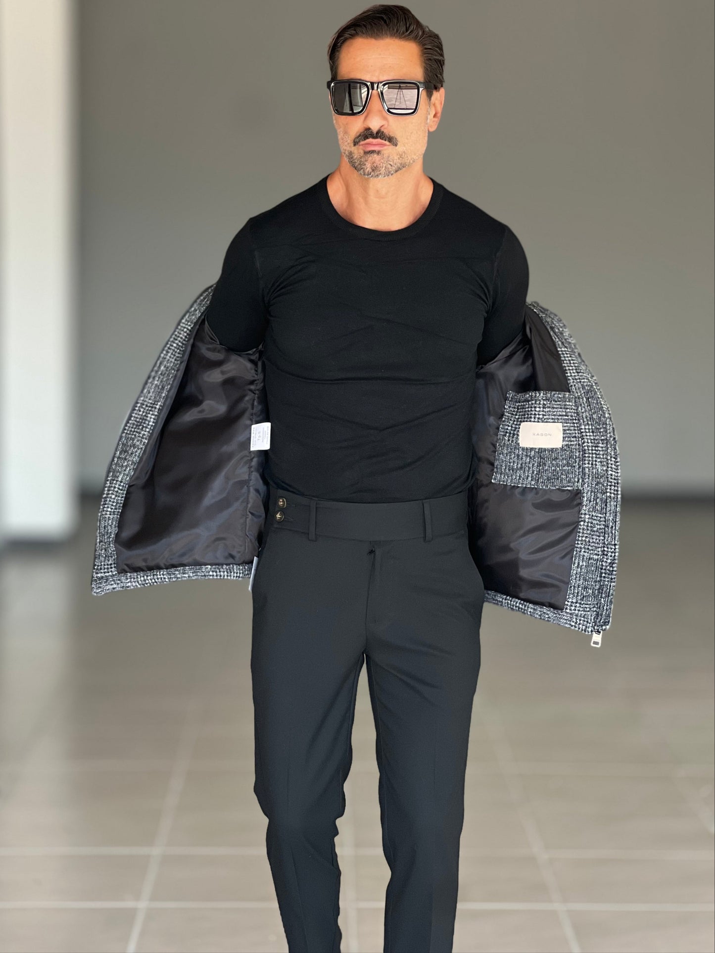 PANTALONE VITA ALTA NERO   VISCOSA E MISTI