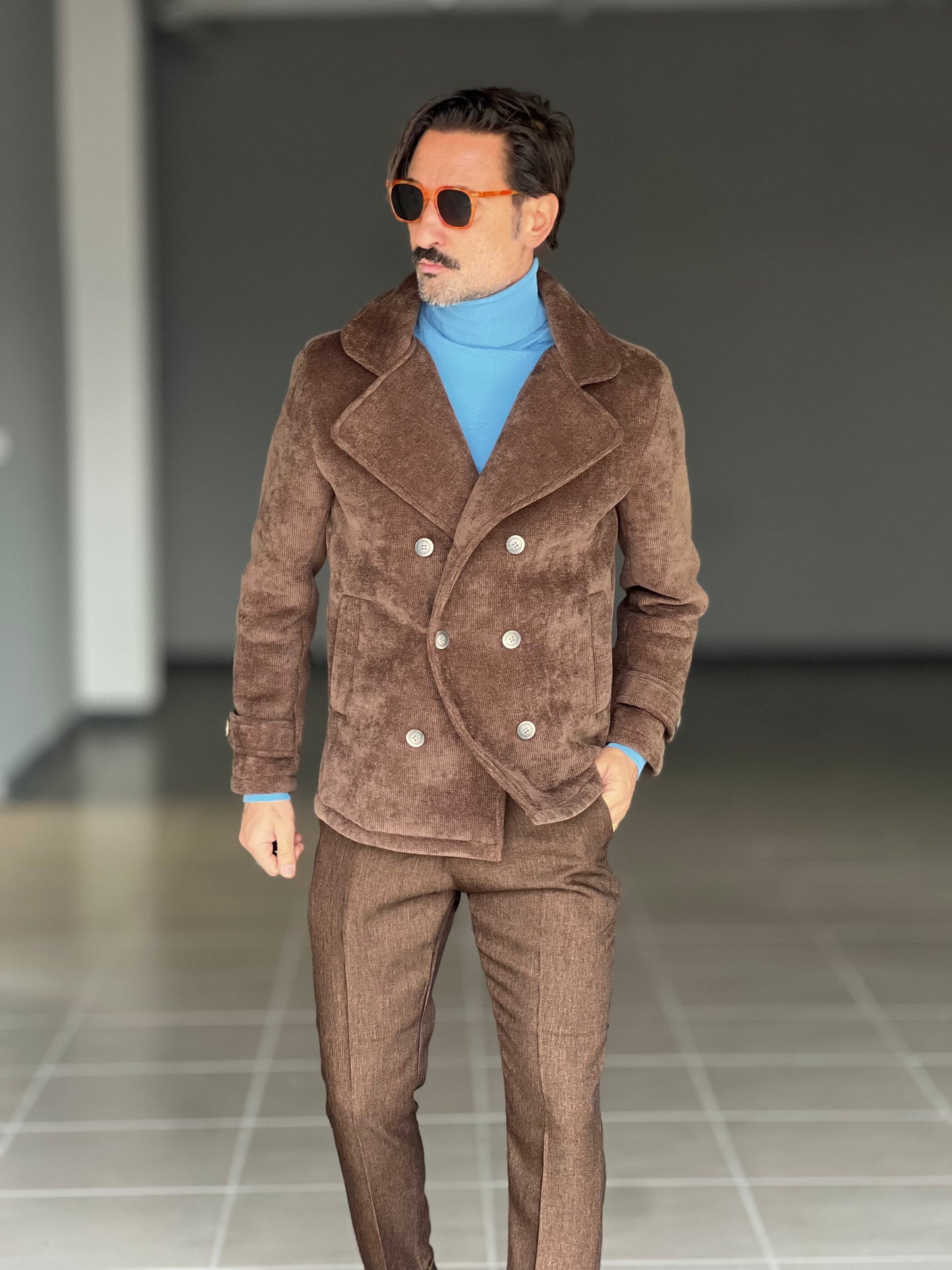 COLLO ALTO CELESTE RASATO 2 FILI