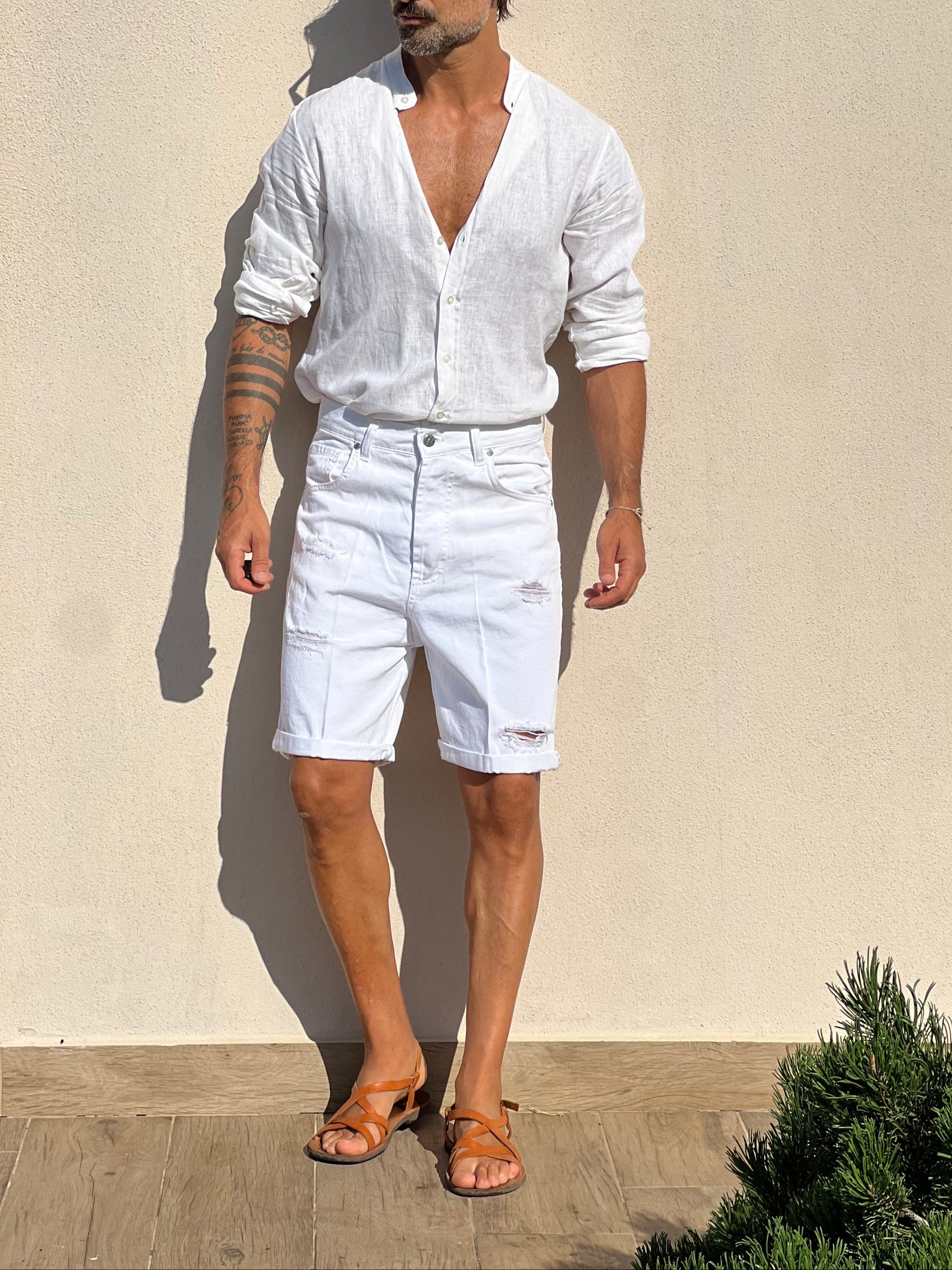 BERMUDA DENIM BIANCO ROTTURE