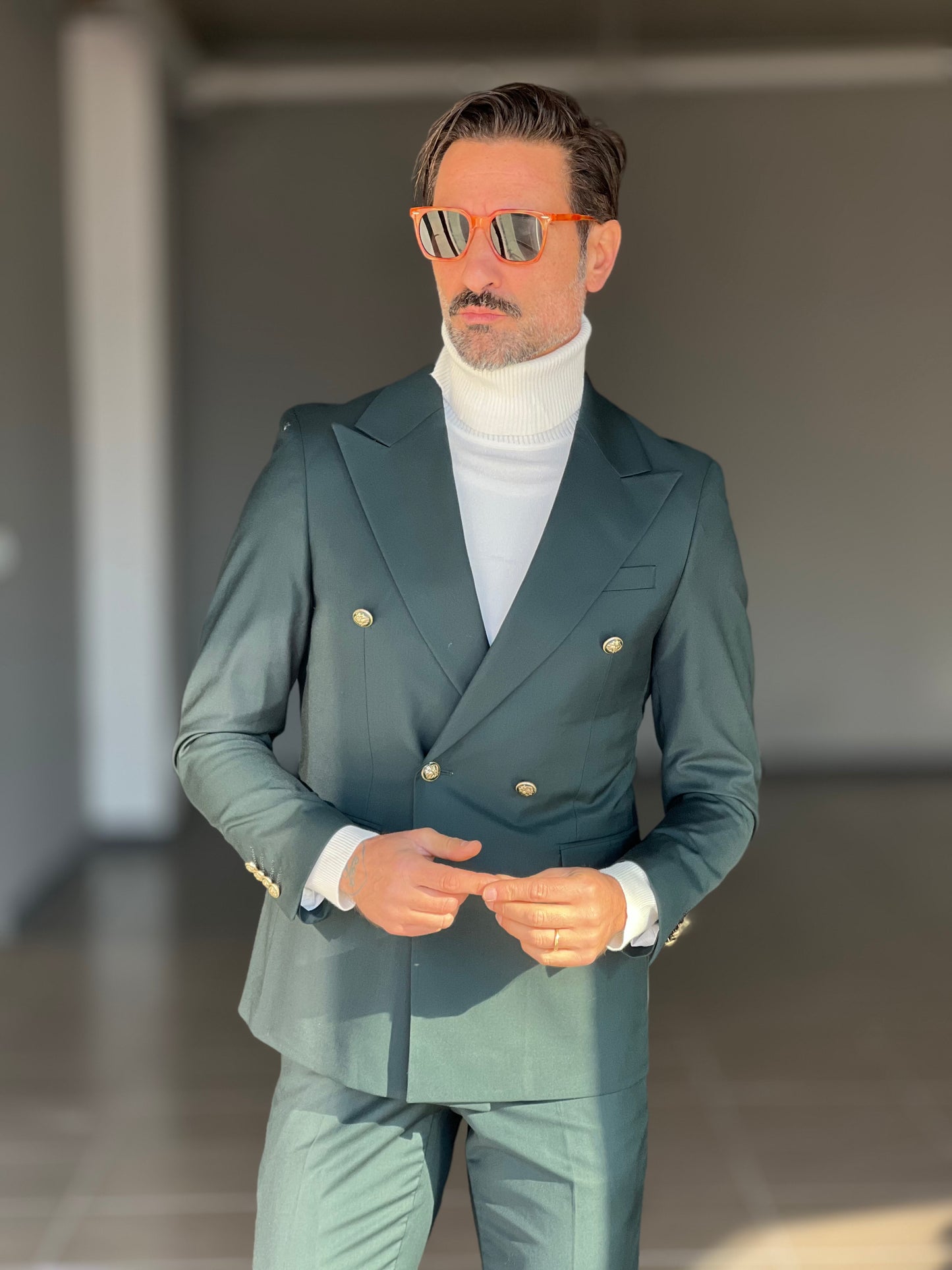 ABITO  VERDE   DOPPIOPETTO BOTTONE METALLO VISCOSA E MISTI